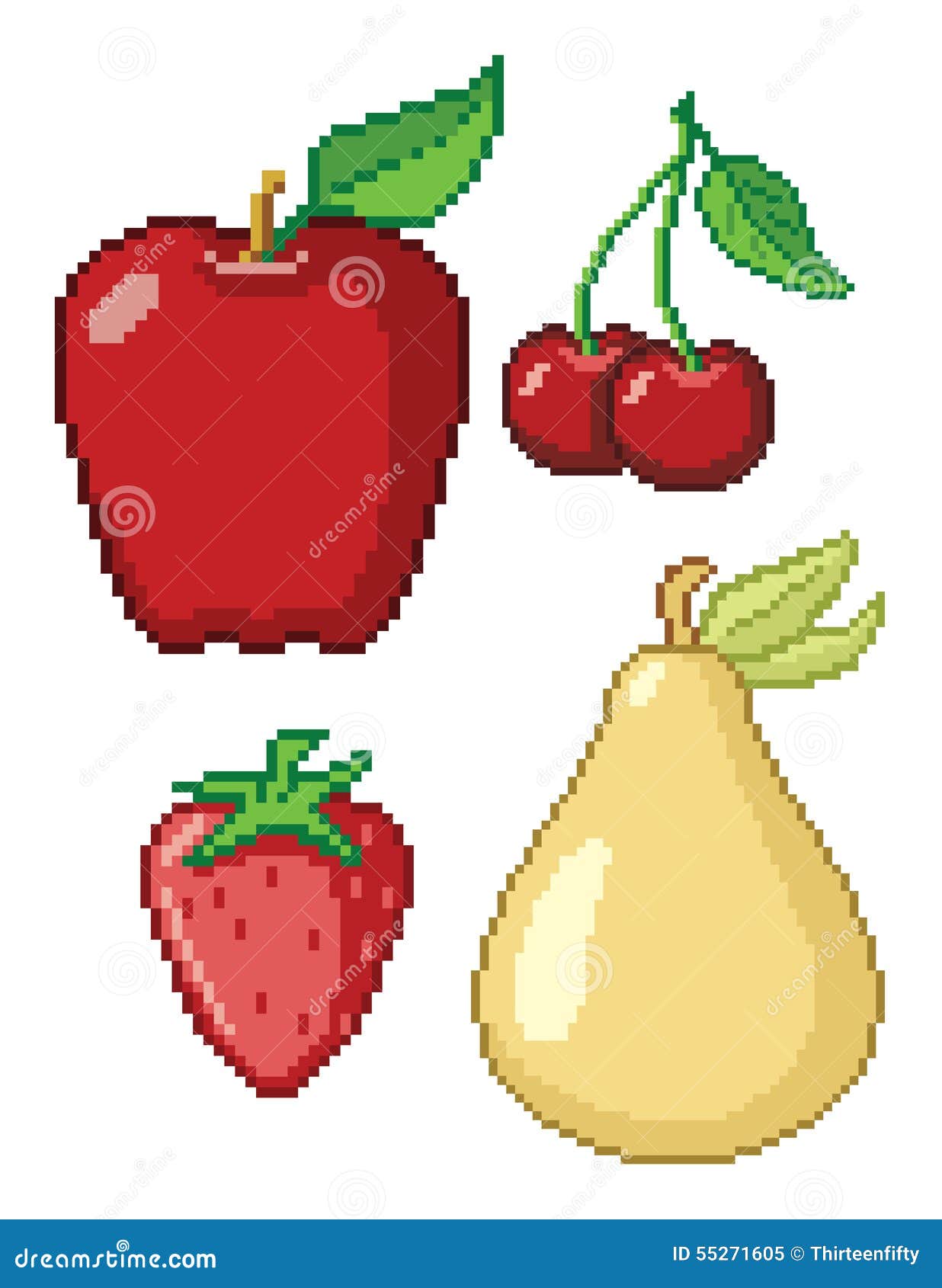 8 Bit Fruit Retro Video Game Cartoon Vector Web Icon Illustration Set Stock  Vector - Illustration of food, collection: 55271605