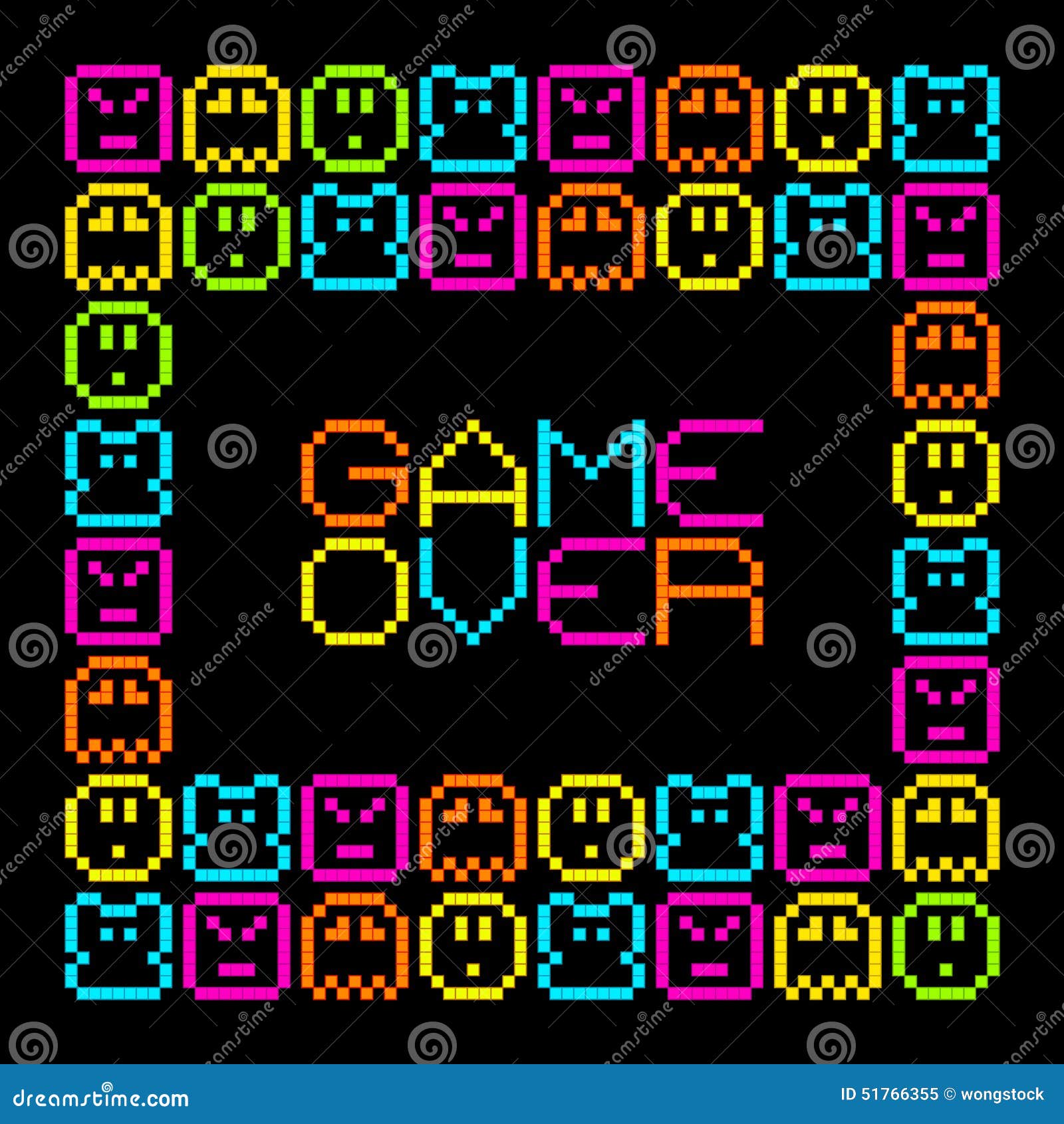 8-Bit Pixel Retro Arcade Game Over. EPS8 Vector Stock Vector 8-Bit Pixel Retro Arcade Game Over. EPS8 Vector Stock Vector