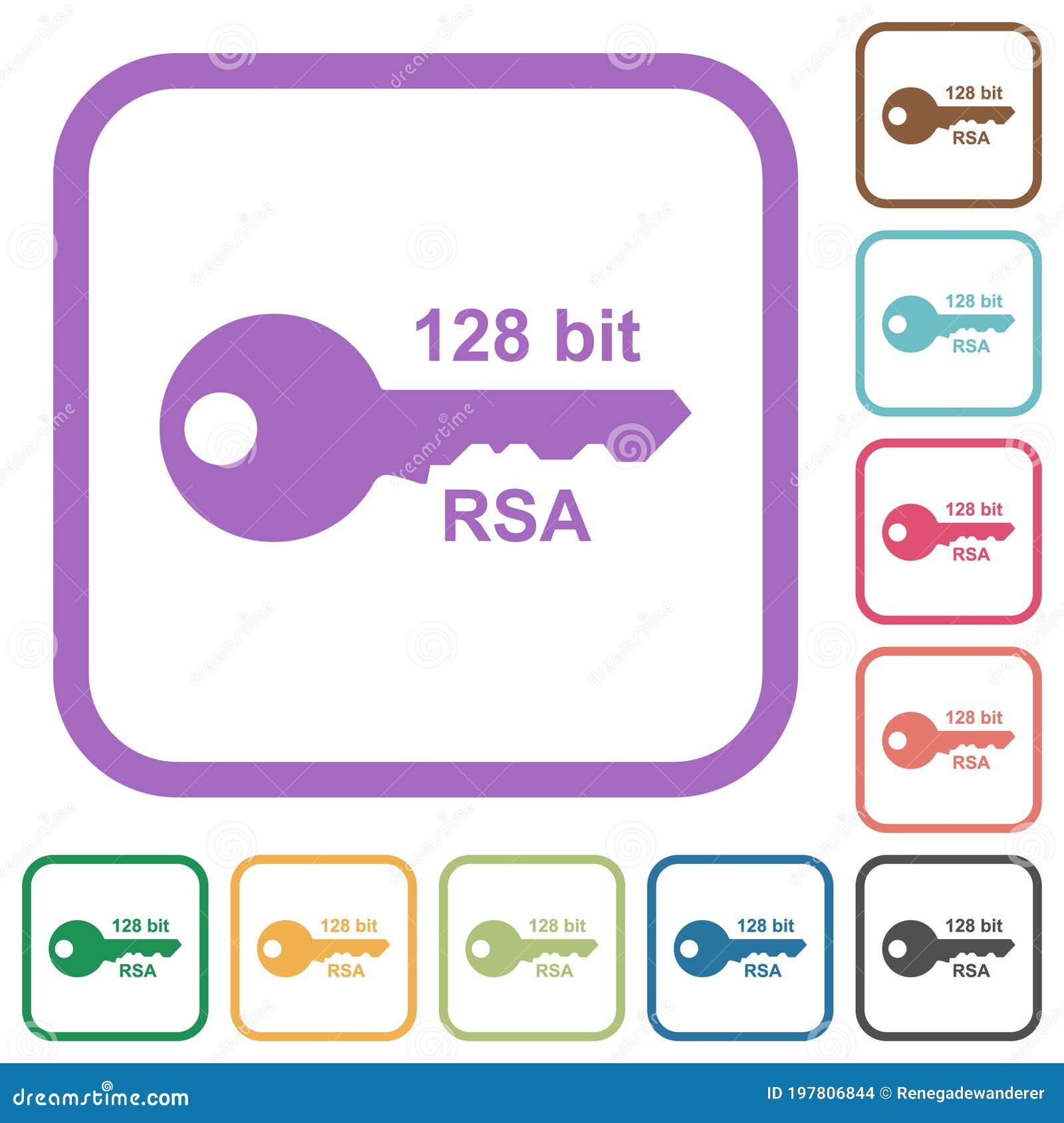 128 bit rsa encryption simple icons stock vector illustration of