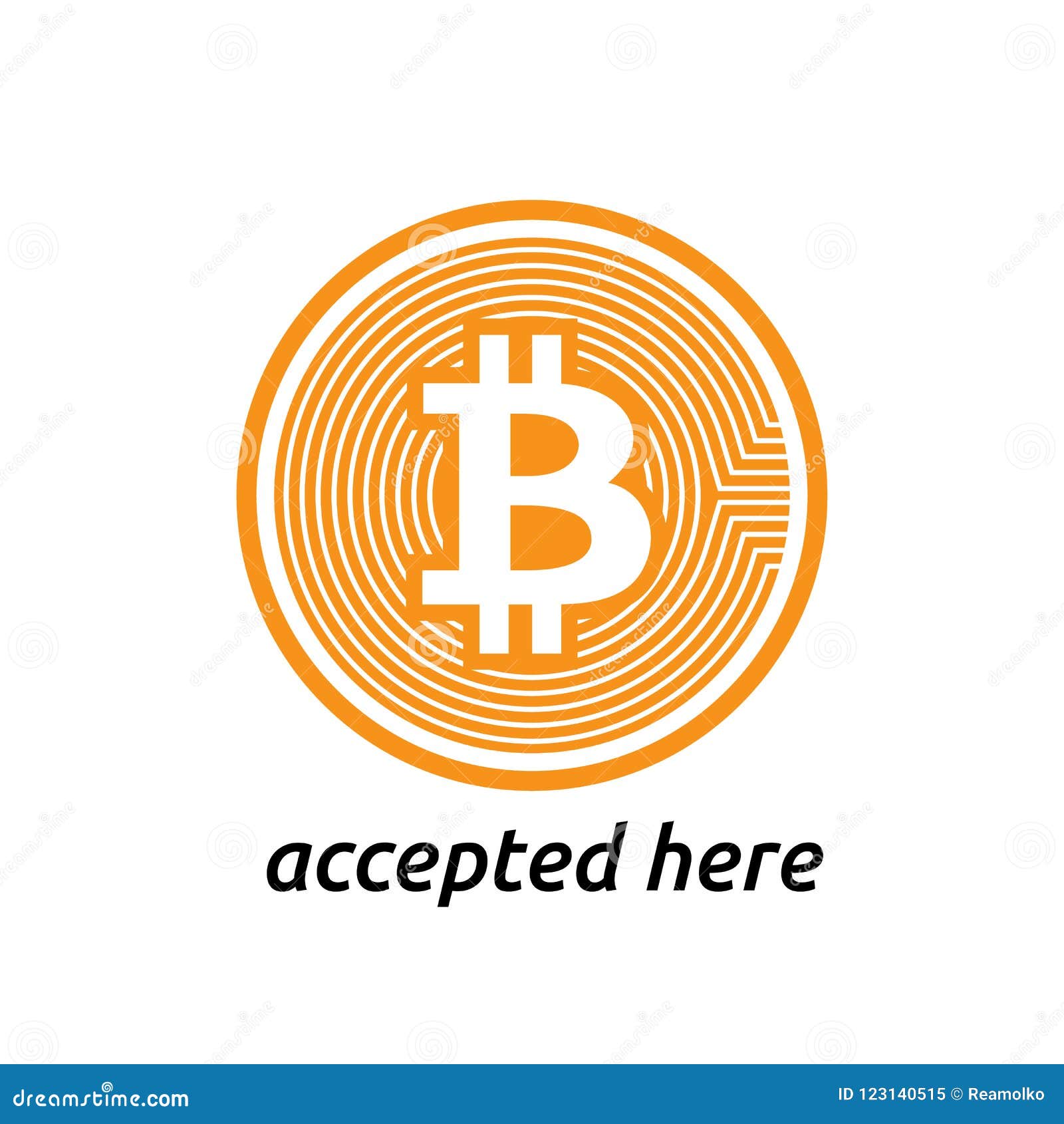 Bitcoin Accepted Here Design. Criptocurrency Symbol. Blockchain Technology.  Stock Vector - Illustration of coin, commerce: 123140515