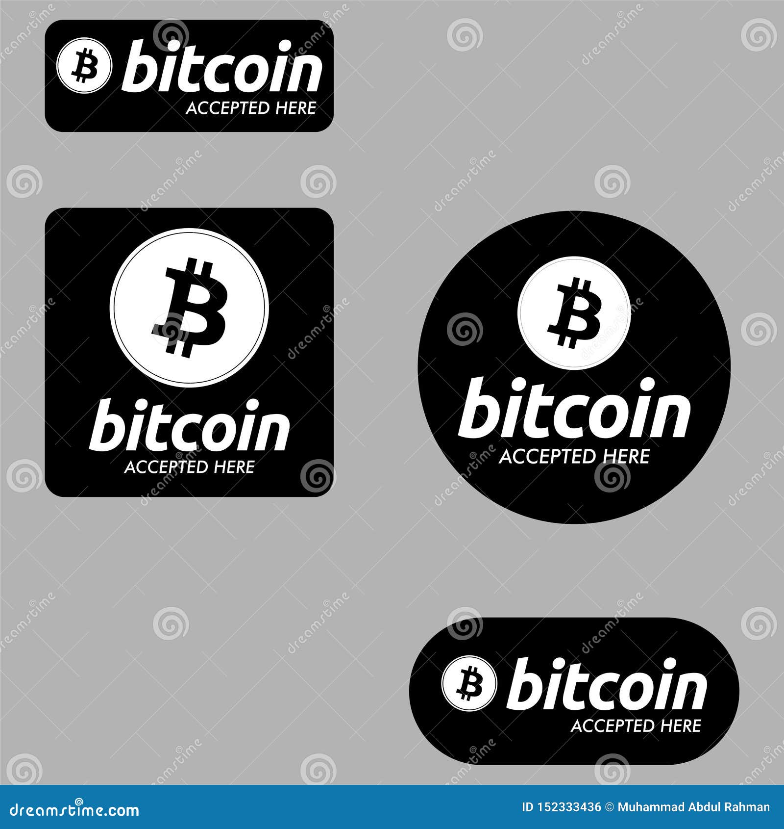 Bitcoin Accepted Here Payment Button Set Stock Vector - Illustration of  currency, label: 152333436