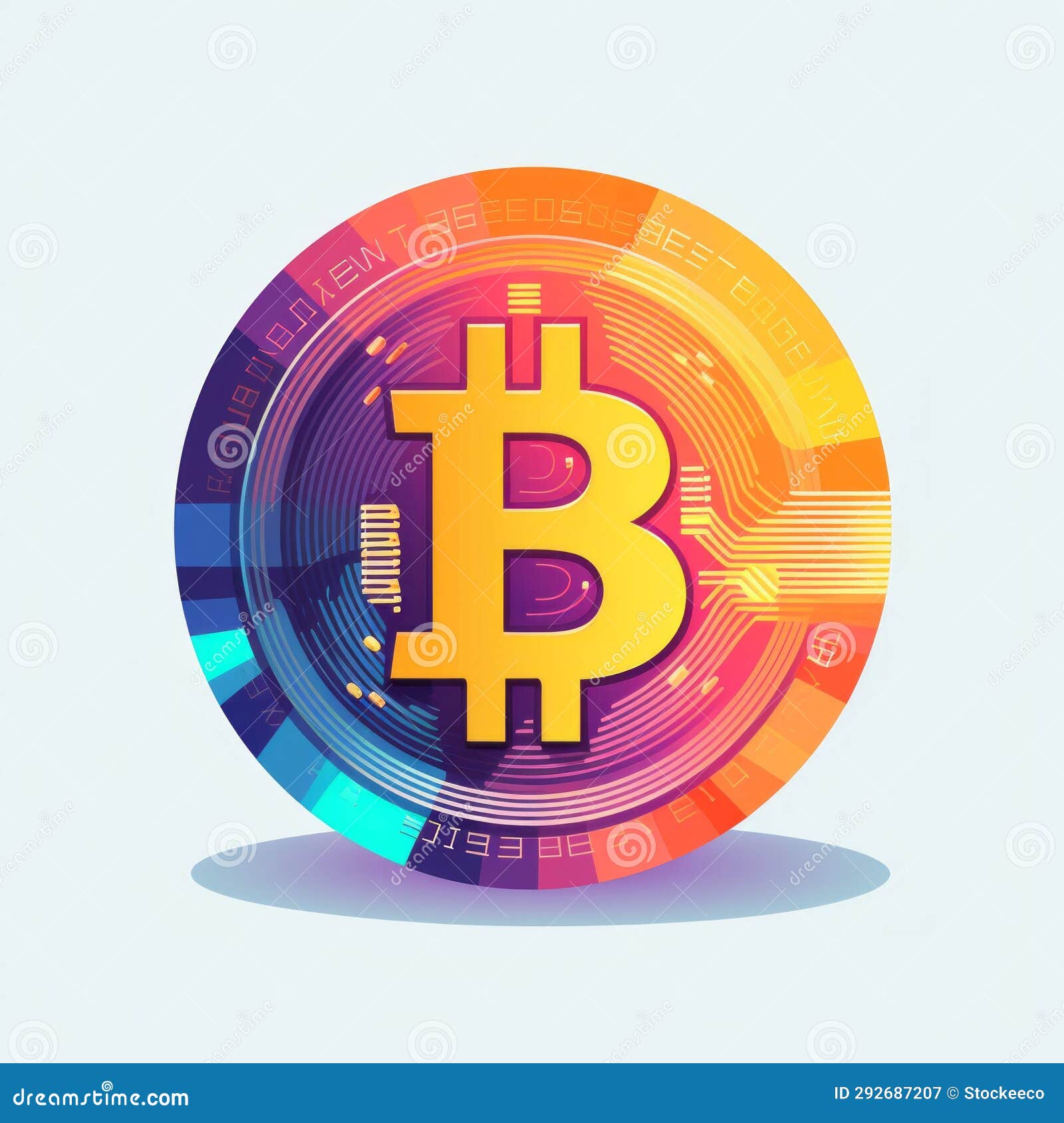 bitcoin art: retro-futuristic cyberpunk  icon on white background