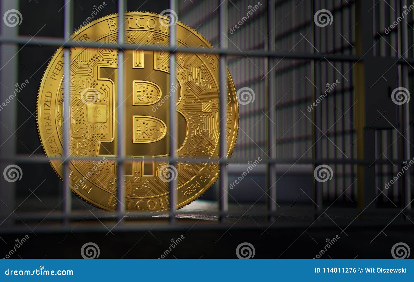 bitcoin ban, imprison or illegal. big troubles of bitcoin or other cryptocurrencies. 3d rendering