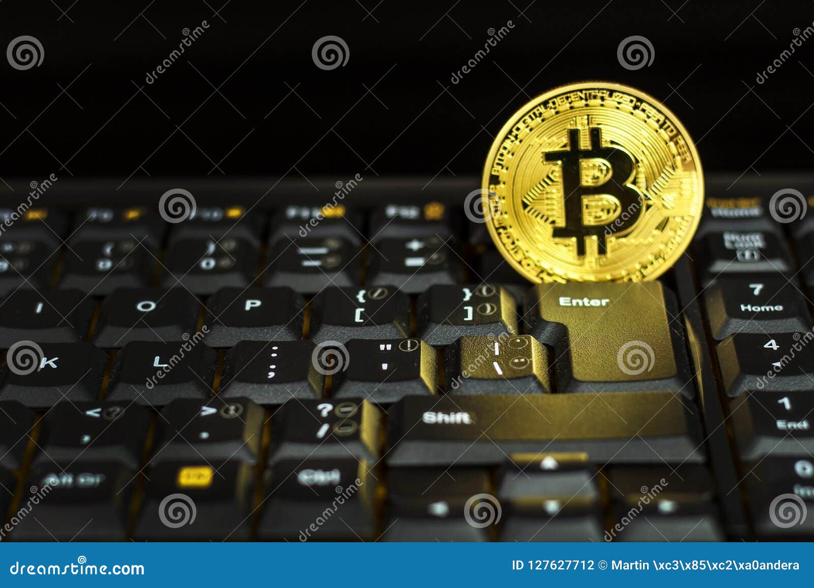 Bitcoin On A Black Computer Keyboard. E-commerce. Virtual ...