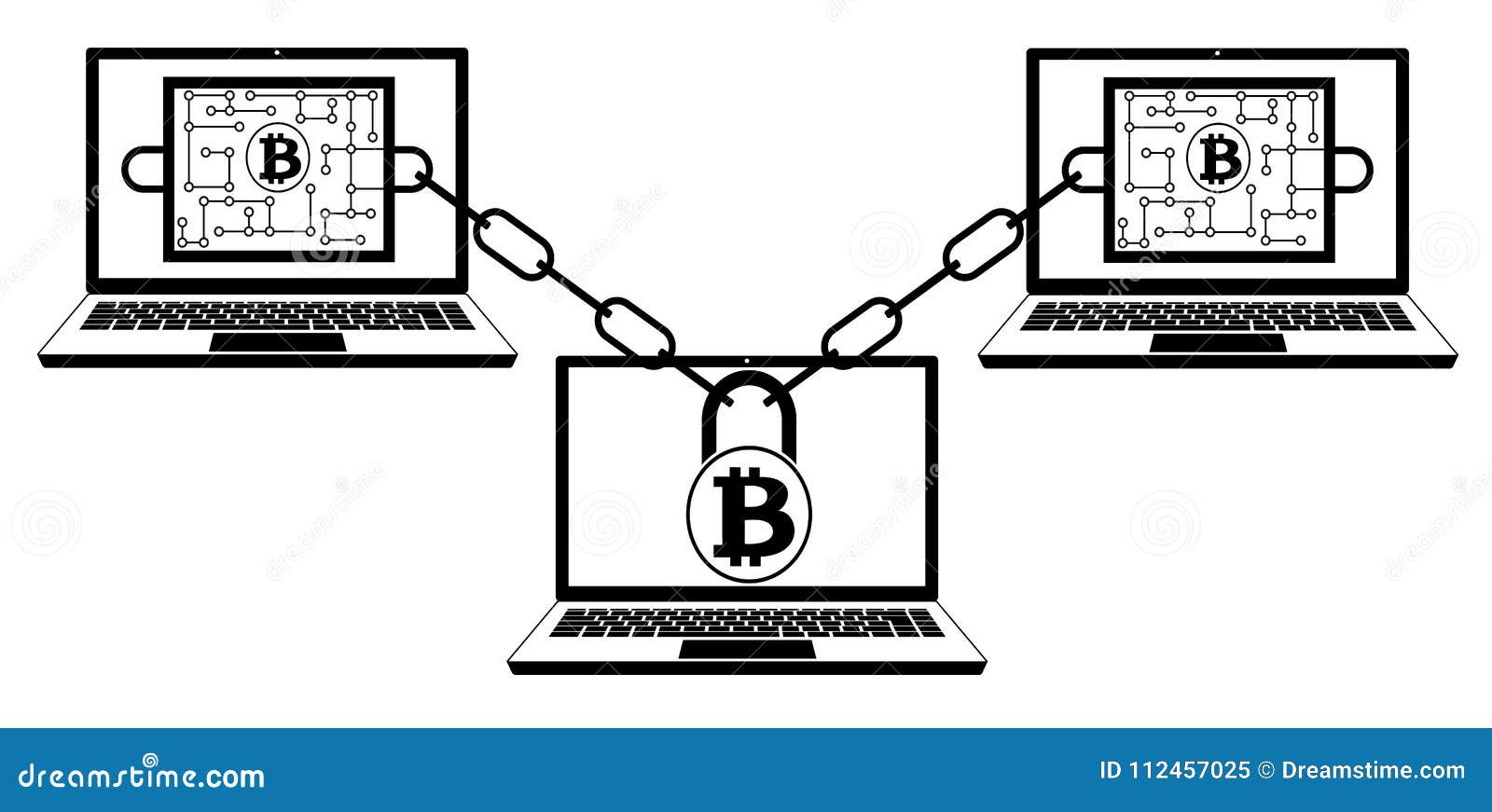 Bitcoin Block Chain Technology Stock Vector Illustration of