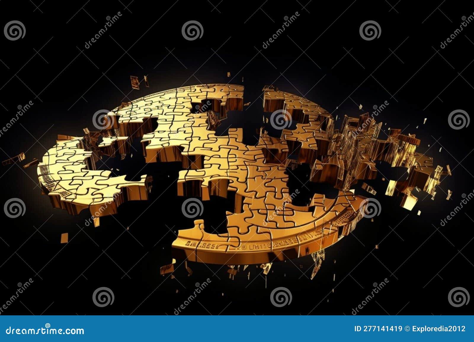 Bitcoin Puzzle Pieces stock illustration. Illustration of wallet - 277141419