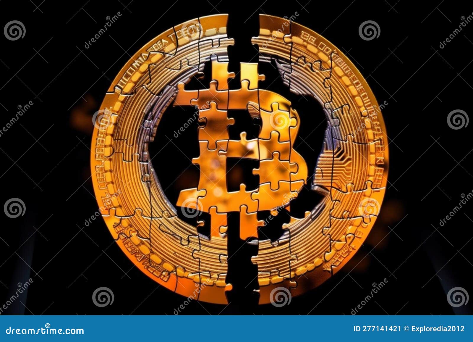 Bitcoin Puzzle Pieces stock illustration. Illustration of finance -  277141421