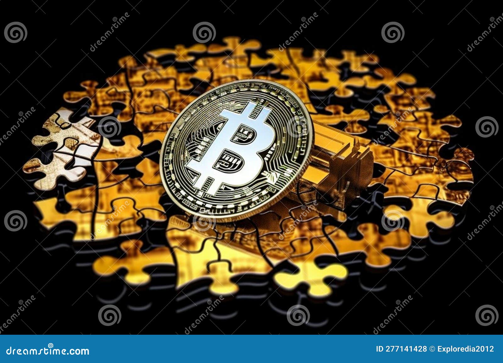 Bitcoin Puzzle Pieces stock illustration. Illustration of bitcoin -  277141428