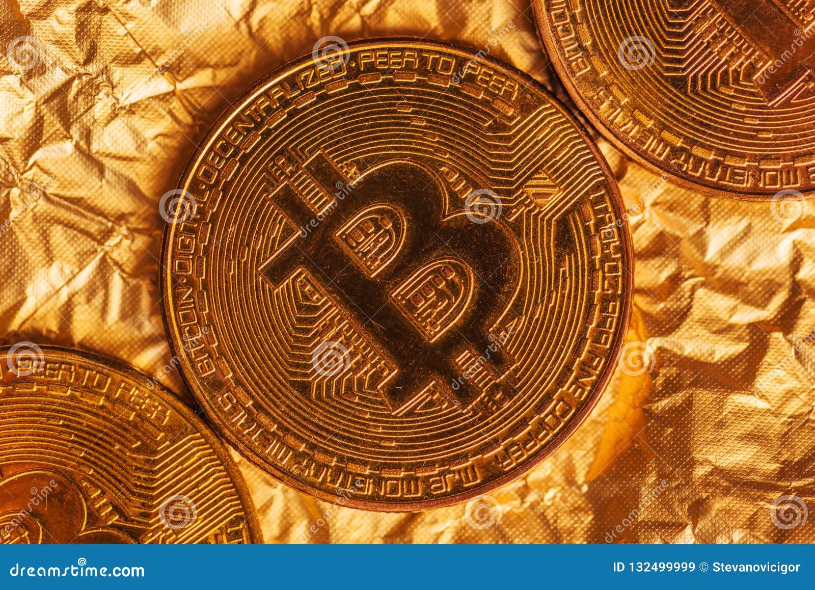 Bitcoin, Blockchain Cryptocurrency Golden Coin Stock Image ...