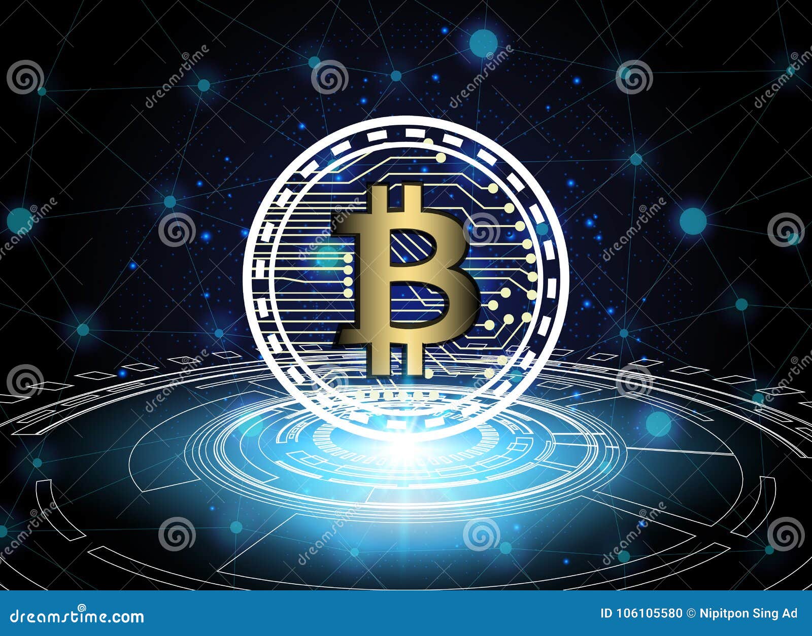 Bitcoin and Blockchain Digital Technology, Virtual Currency Bloc Stock  Vector - Illustration of financial, hand: 106105580