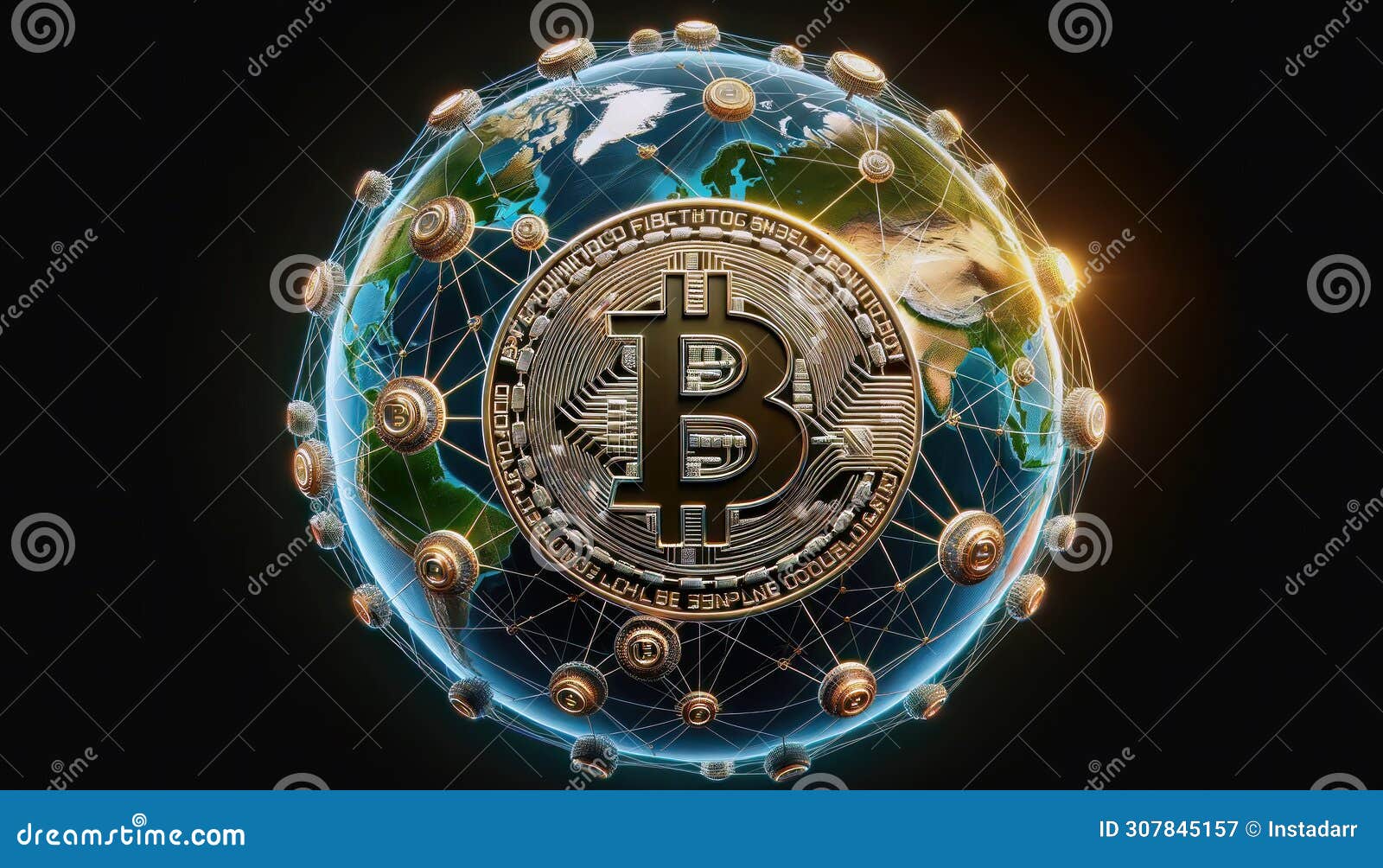 Bitcoin Blockchain Network Around the World, Global, Digital Currency, Peer  To Peer, Node Concept, Miner, Cryptocurrency, Stock Illustration -  Illustration of global, currency: 307845157