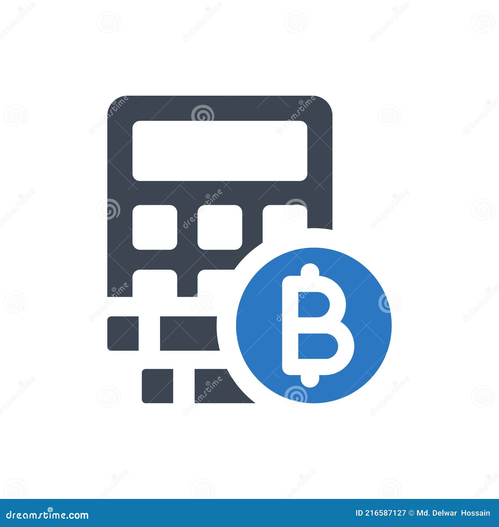 Bitcoin calculator icon stock vector. Illustration of icon - 216587127