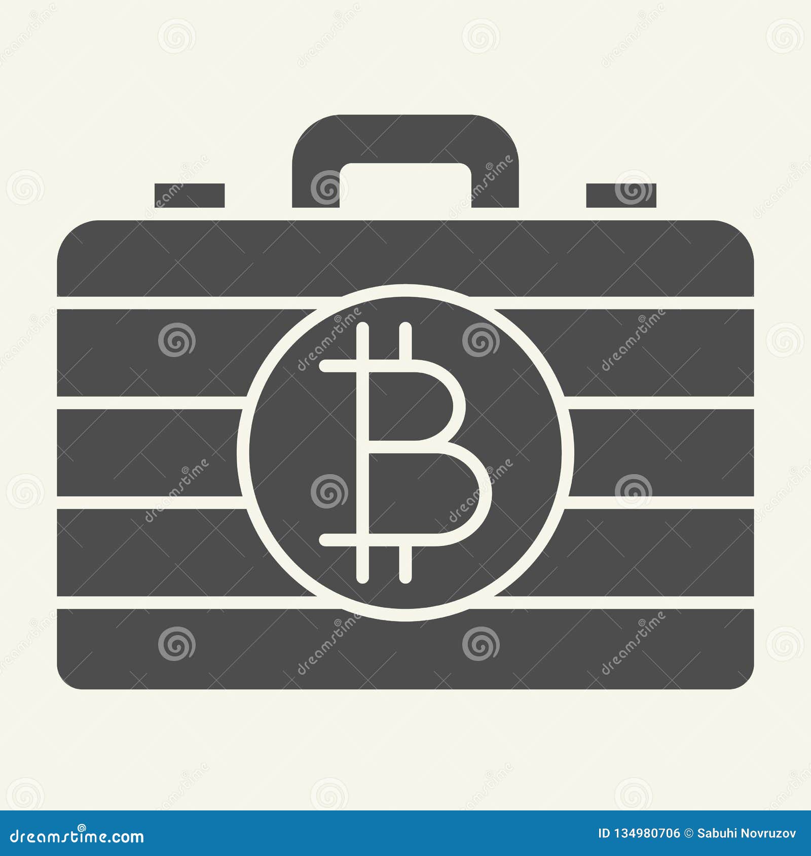 Bitcoin Case Solid Icon Portfolio With Crypto Coins Vector - 