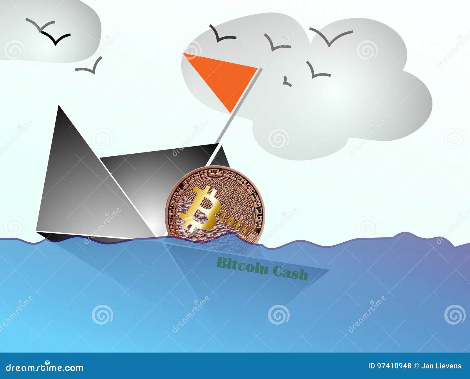 Bitcoin Cash Sinking To Bottom Stock Illustration Illustration - 