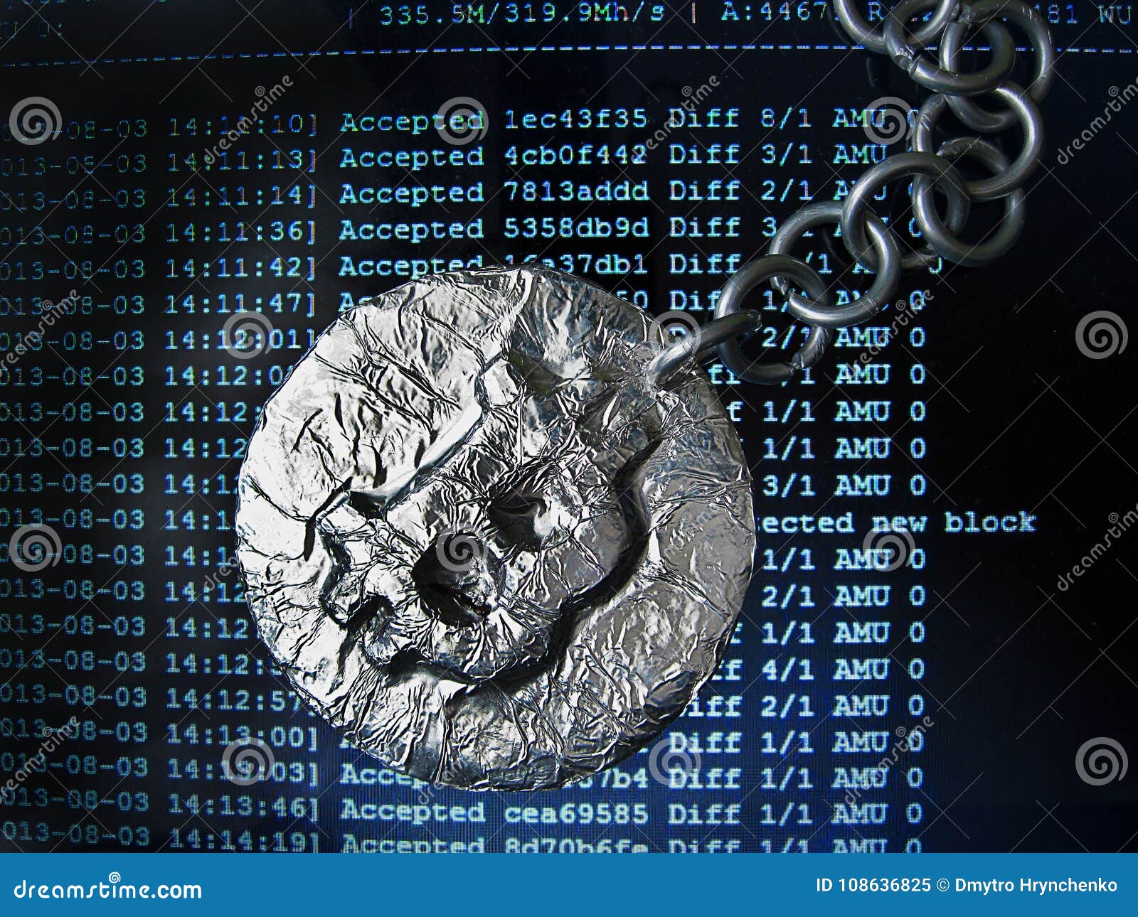 Bitcoin Chain. Real Coin of Crypto Currency Joined by Metal Chain is on a  Mining Computer Screen Stock Image - Image of mining, broker: 108636825