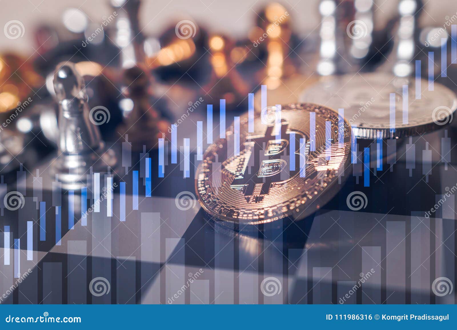 Bitcoin On Chess Board Game Of Business Ideas Stock Photo Image Of Challenge Game 111986316