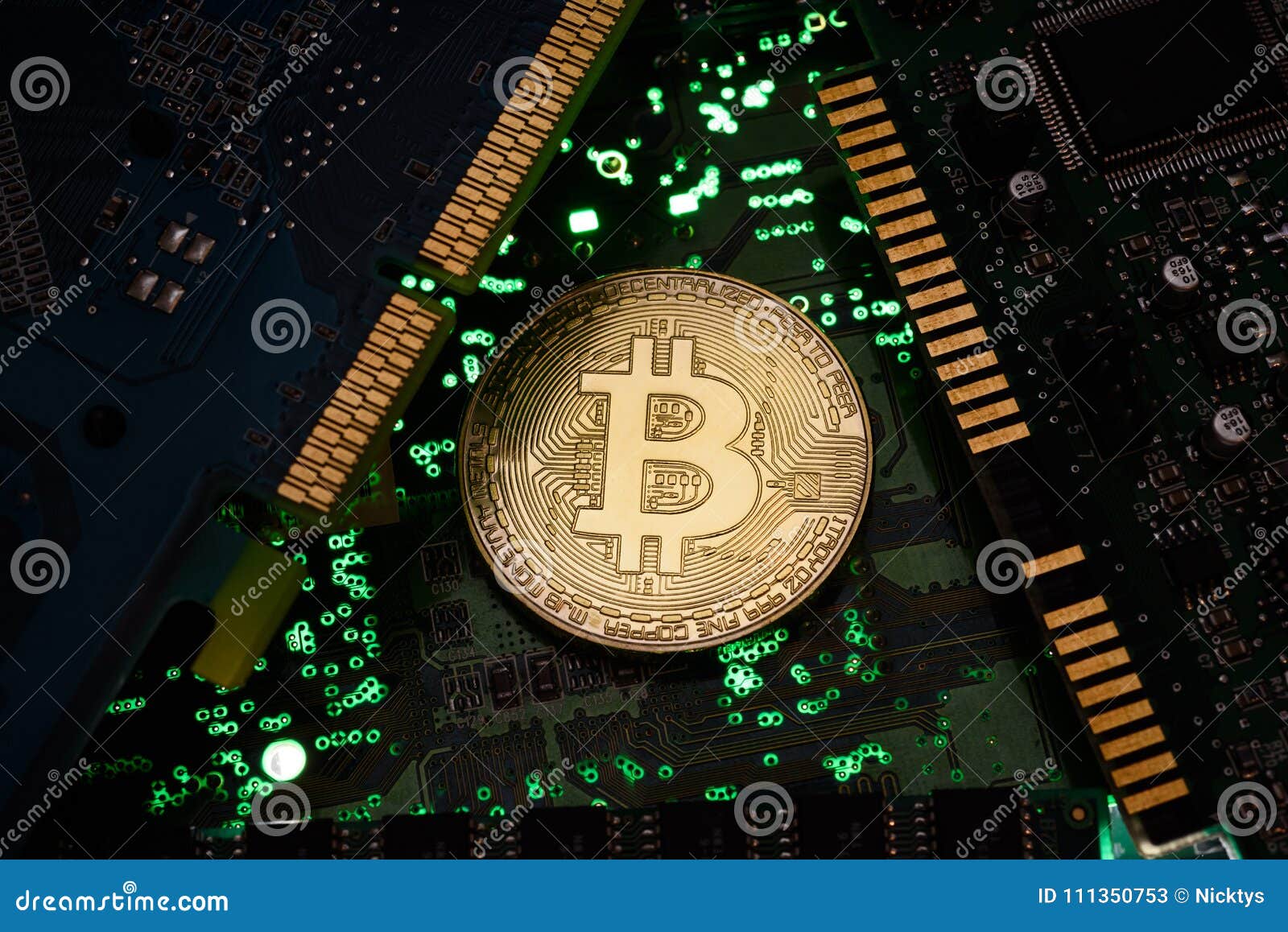 bitcoin with circuit board