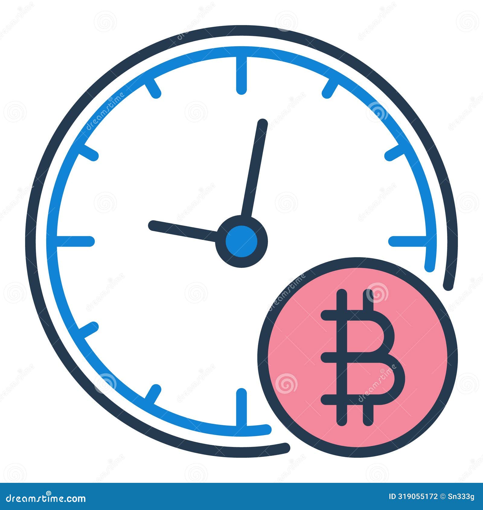 Bitcoin Clock Vector Decentralized Cryptocurrency Colored Icon or Design  Element Stock Vector - Illustration of sell, start: 319055172