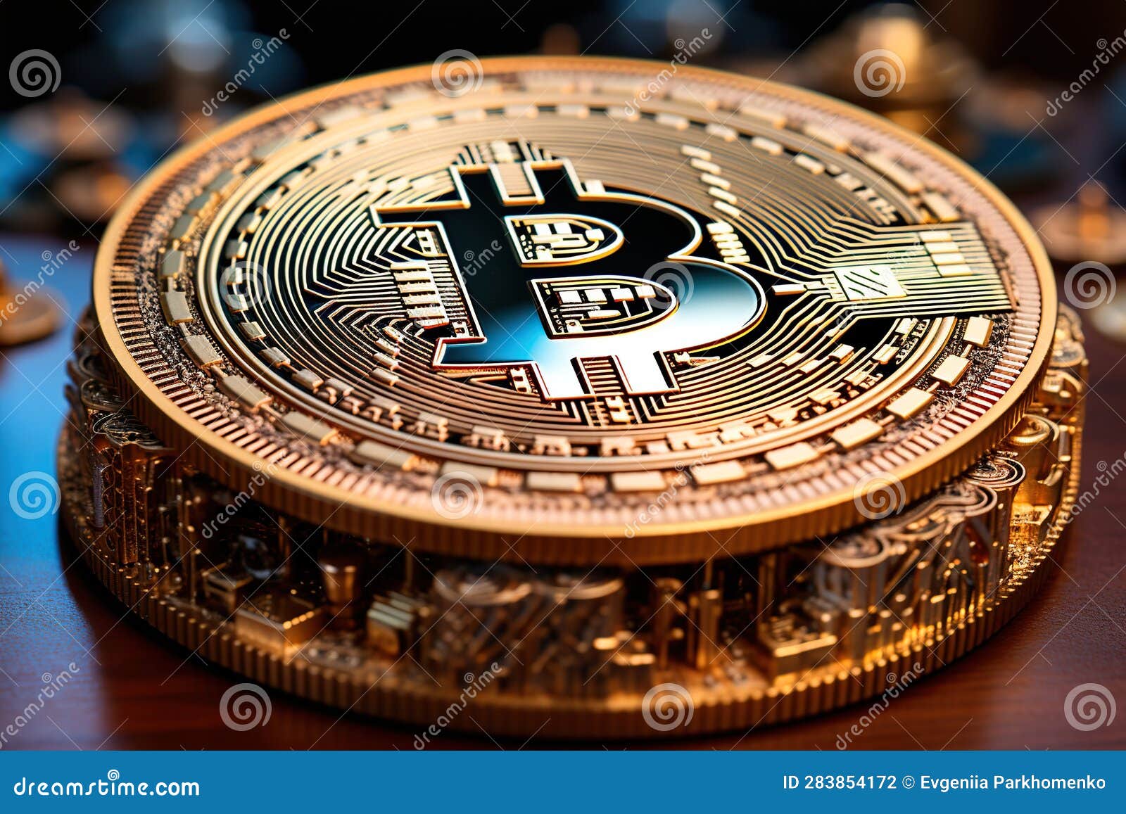 Bitcoin Close Up. E-commerce and the Global Economy. AI Generation Stock  Illustration - Illustration of gold, signs: 283854172