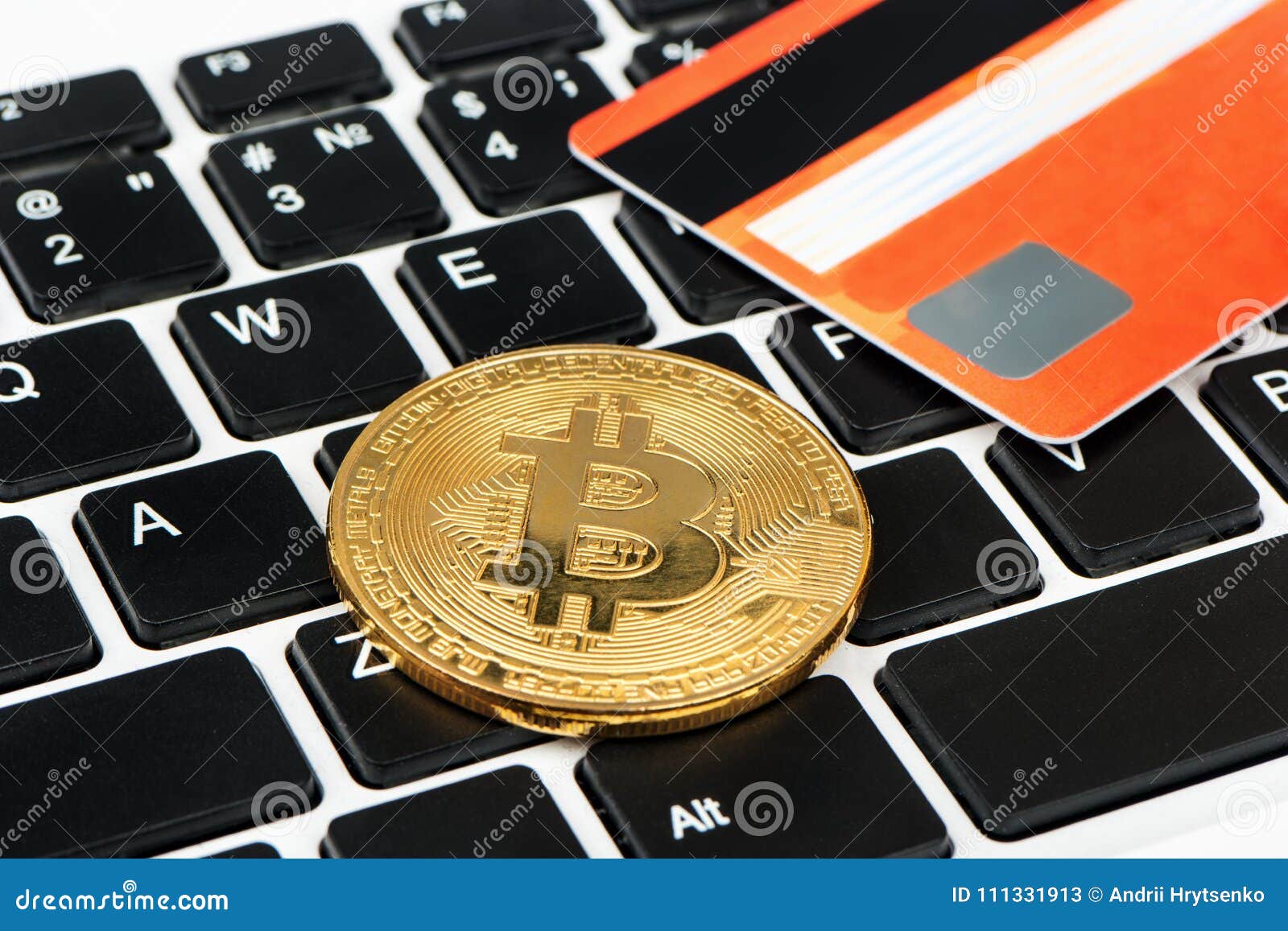 Bitcoin coin on keyboard stock image. Image of chart ...