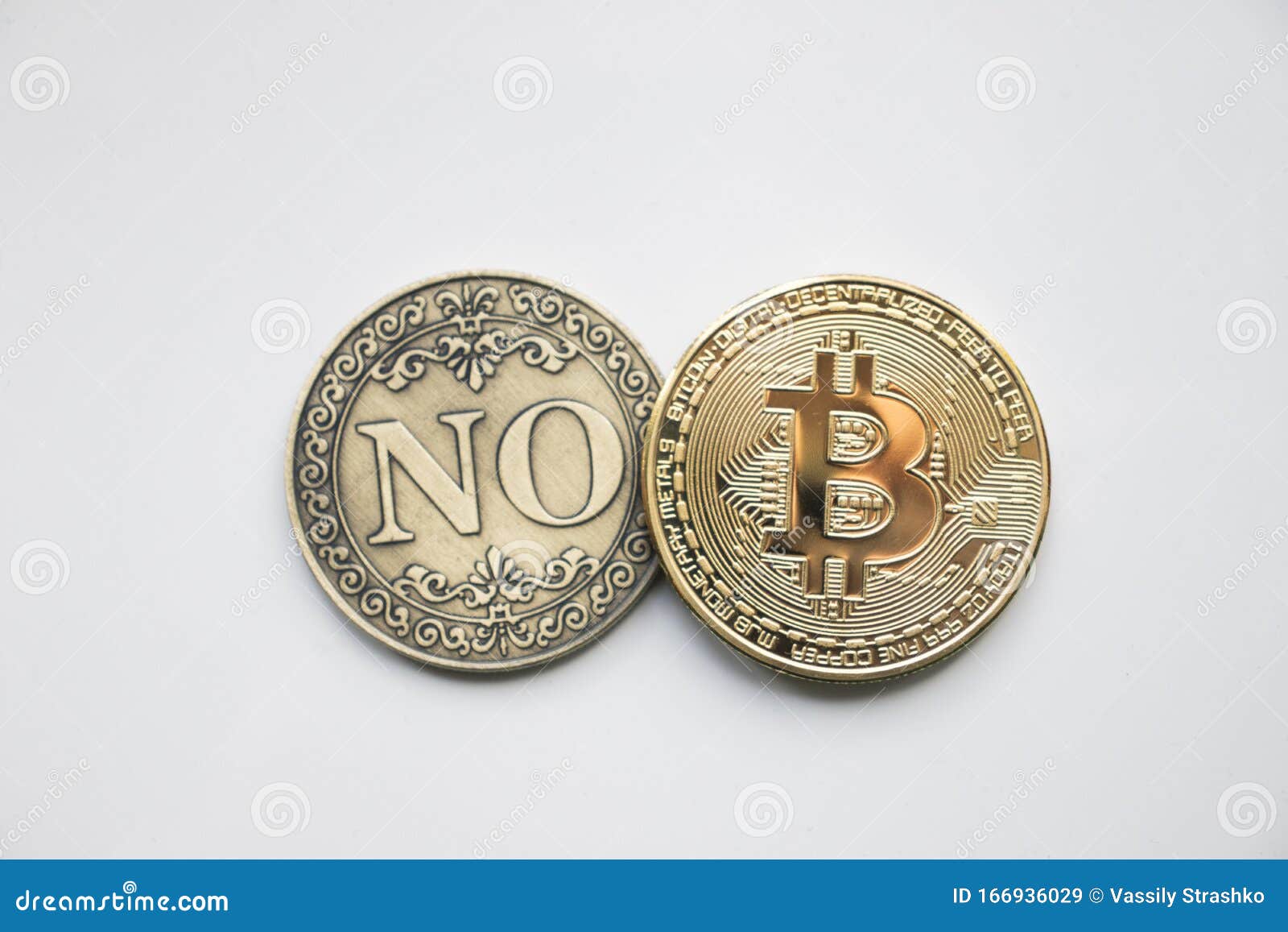 Bitcoin and Coin `Yes` or `No` Against a White Background. Stock Image -  Image of gold, digital: 166936029