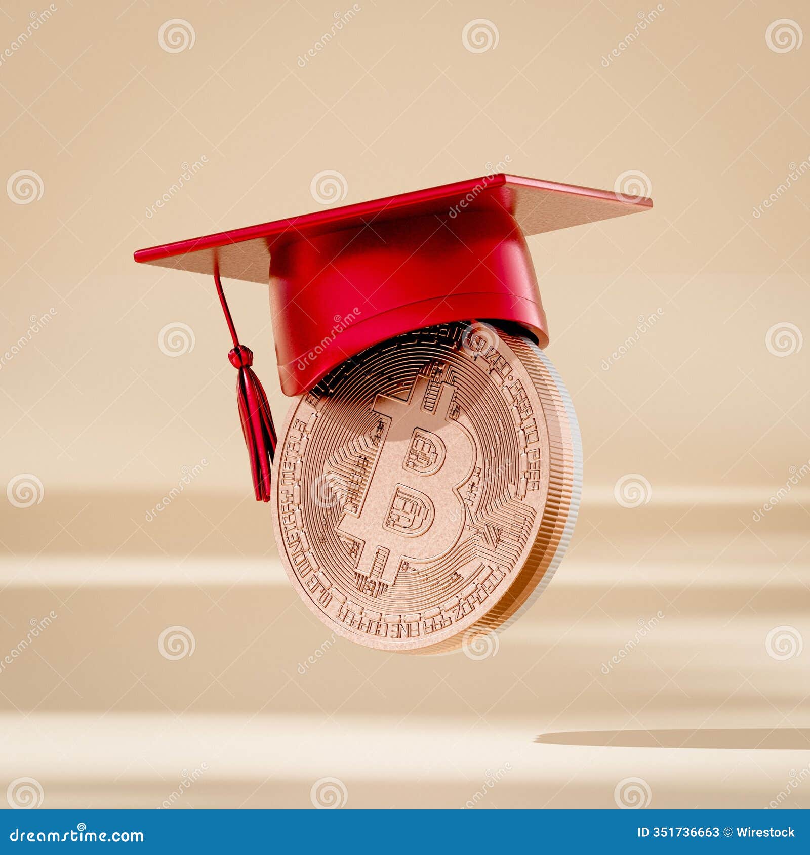 Bitcoin with Graduation Cap Symbolizing Crypto Education Stock Illustration  - Illustration of technology, investment: 351736663