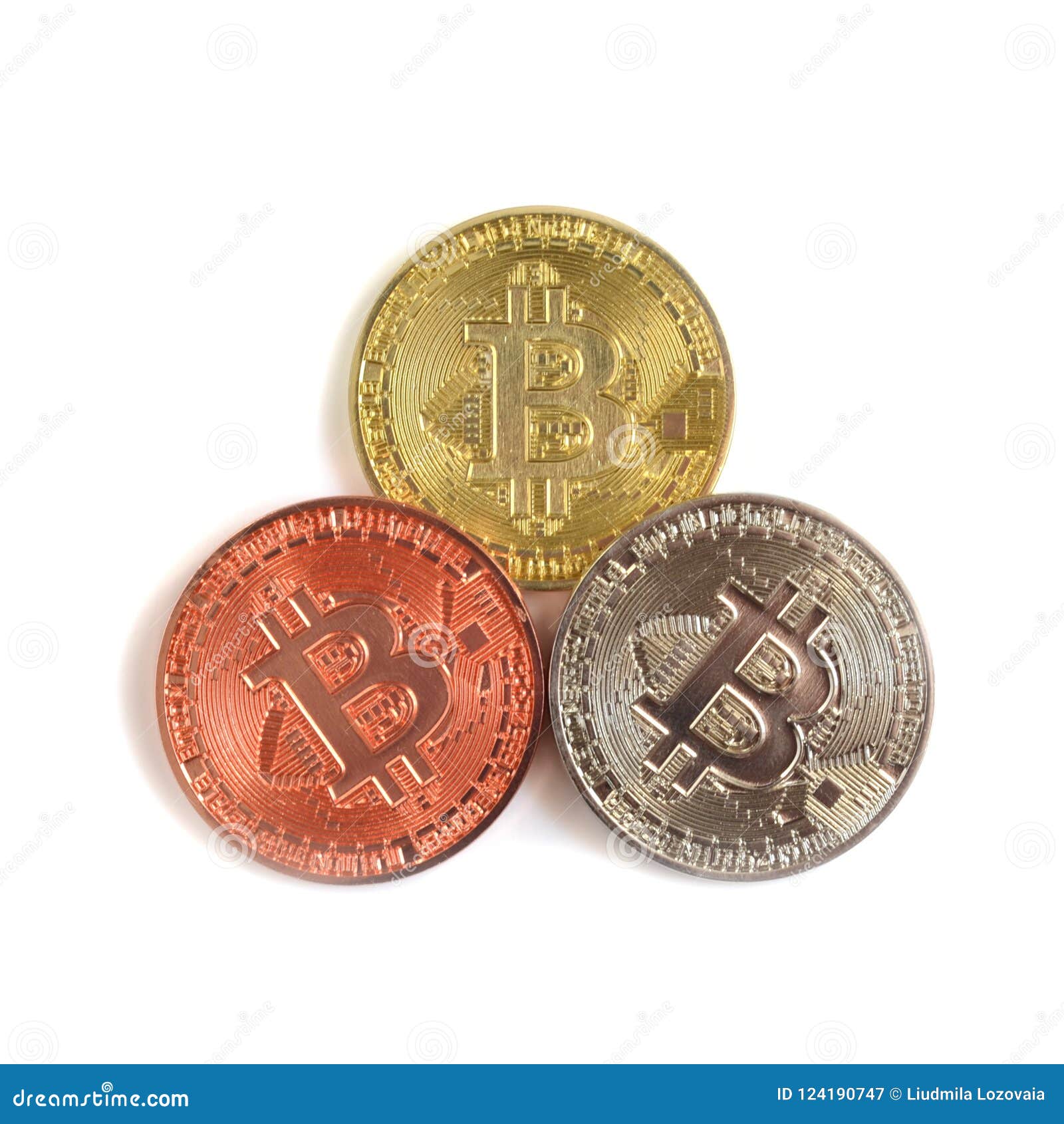 Bitcoin Coins Closeup On White Background Stock Image ...