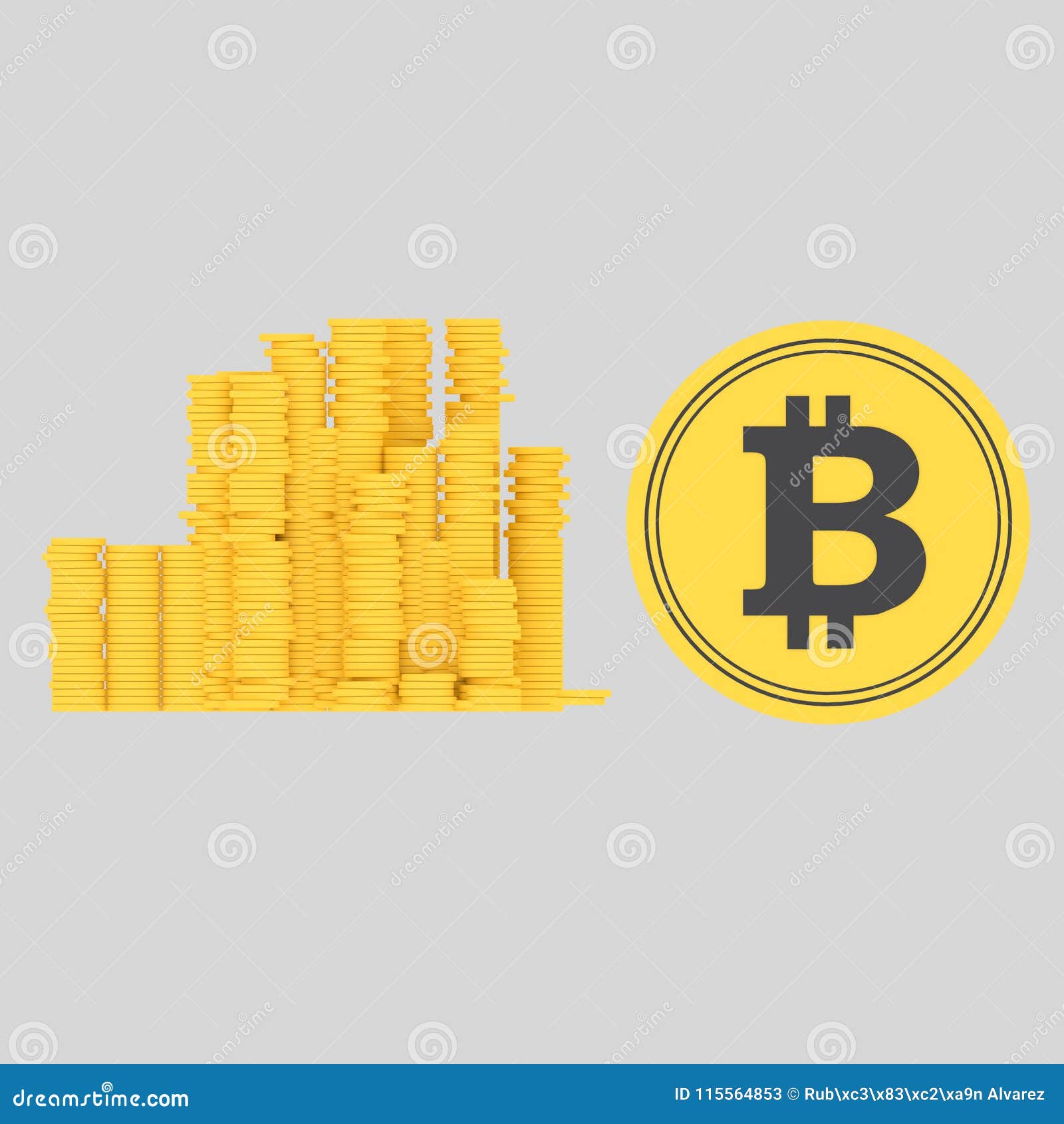 Bitcoin coins. 3D stock illustration. Illustration of exchange - 115564853