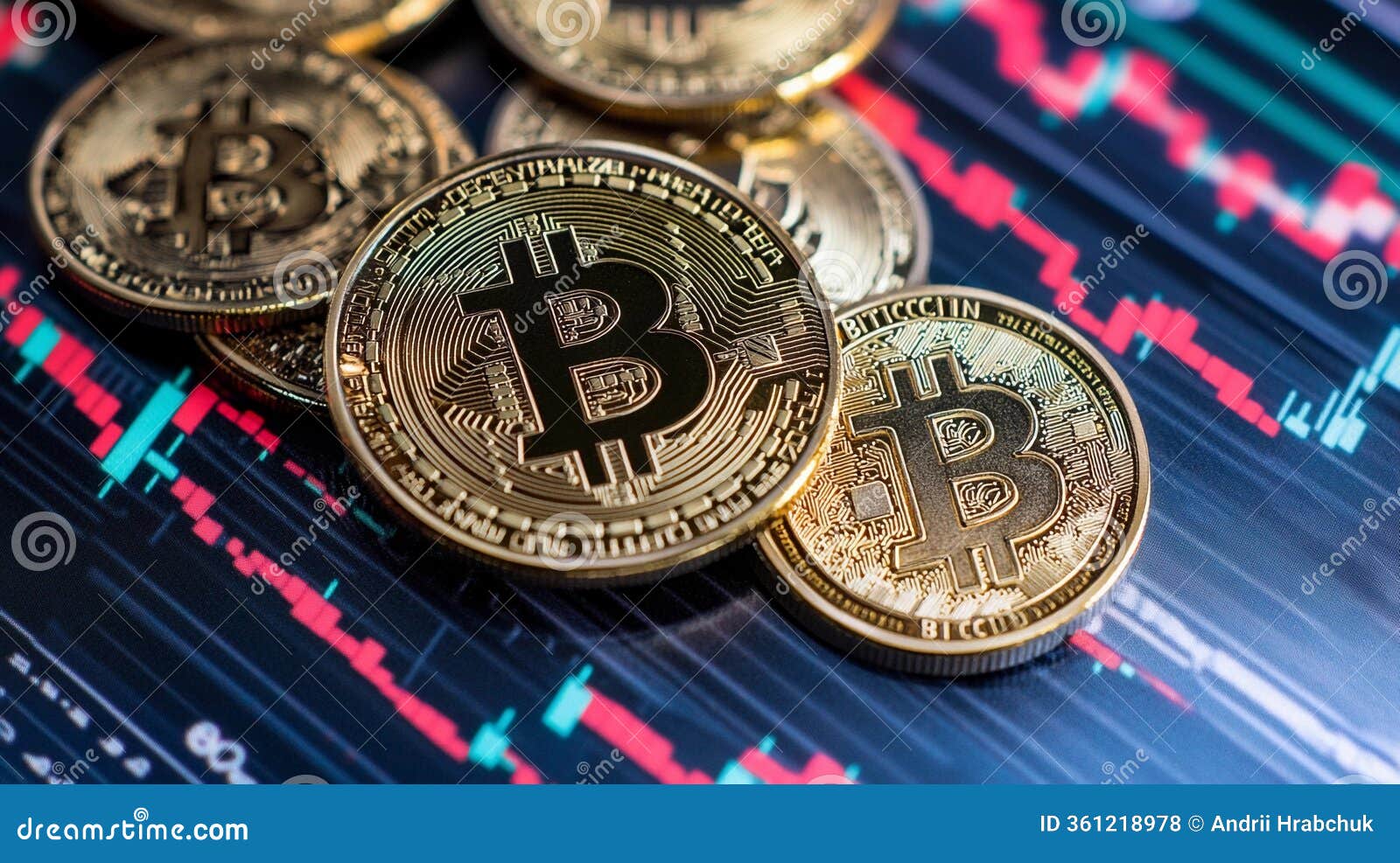 Bitcoin Coins Stacked on a Digital Trading Graph with Fluctuating Values at  an Online Cryptocurrency Exchange Stock Illustration - Illustration of  graph, market: 361218978