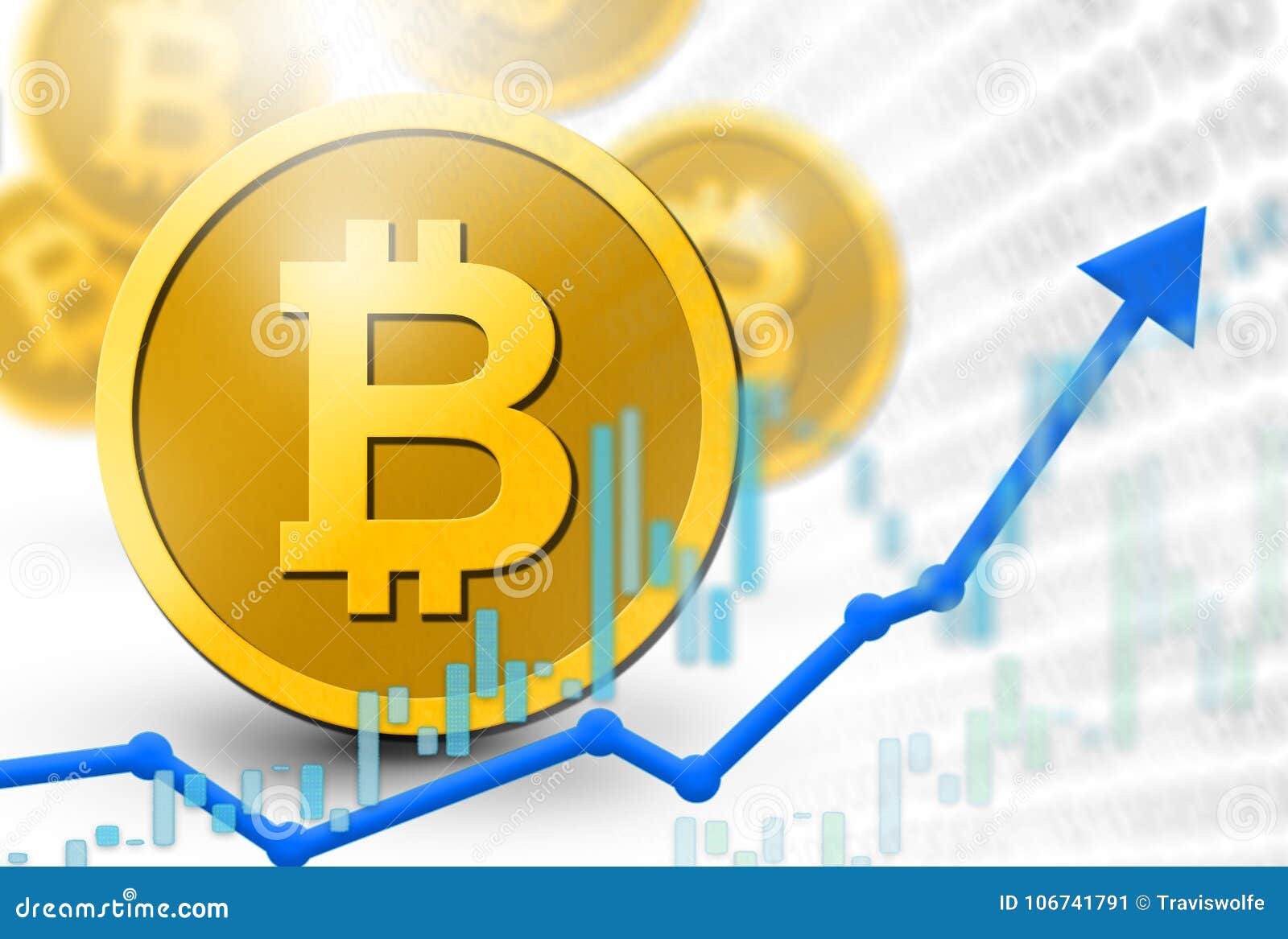 Bitcoin Coins Virtual Currency Illustration With 3D Coins ...