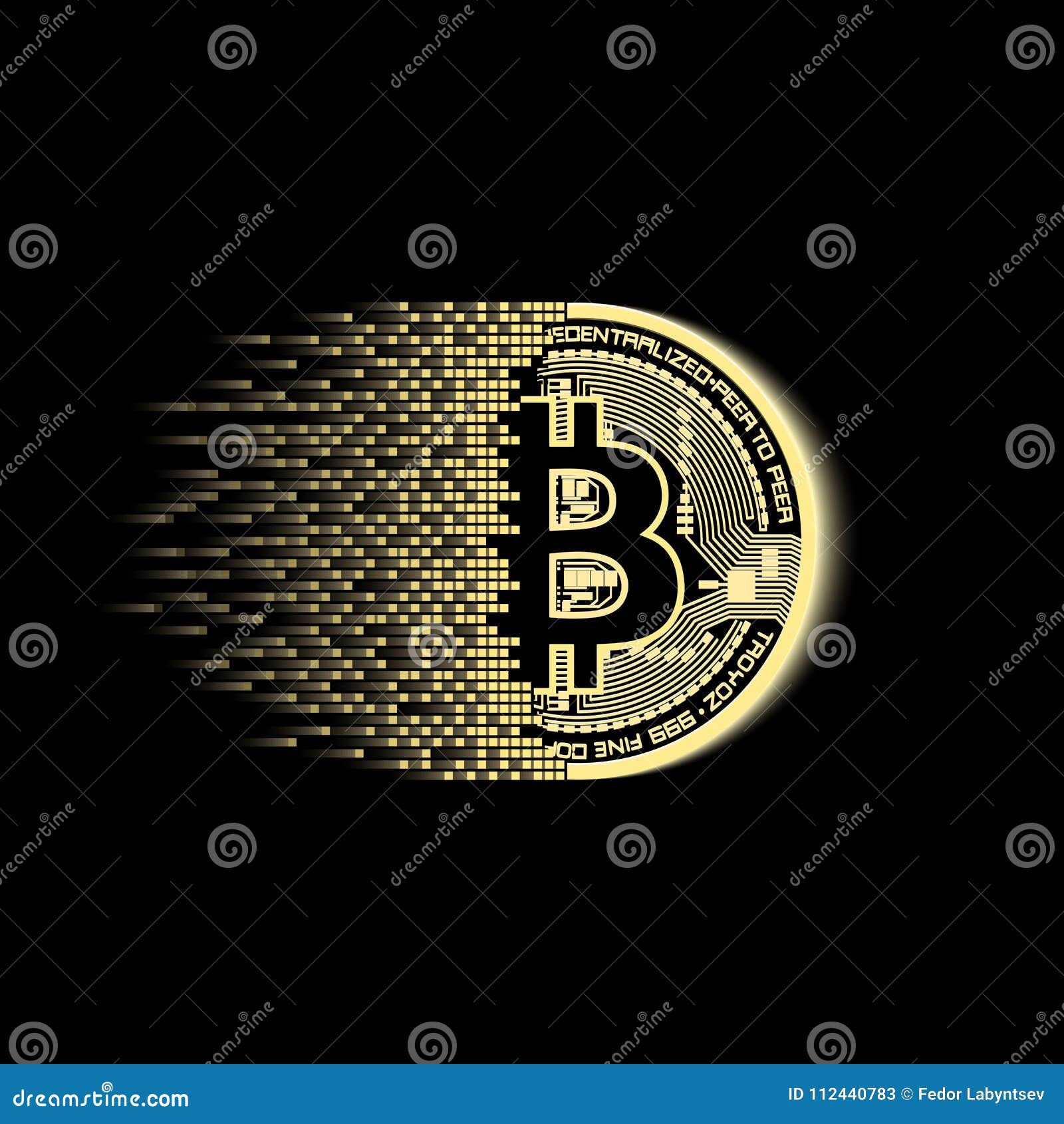 Bitcoin Collapsing on Particles. Stock Vector - Illustration of ...