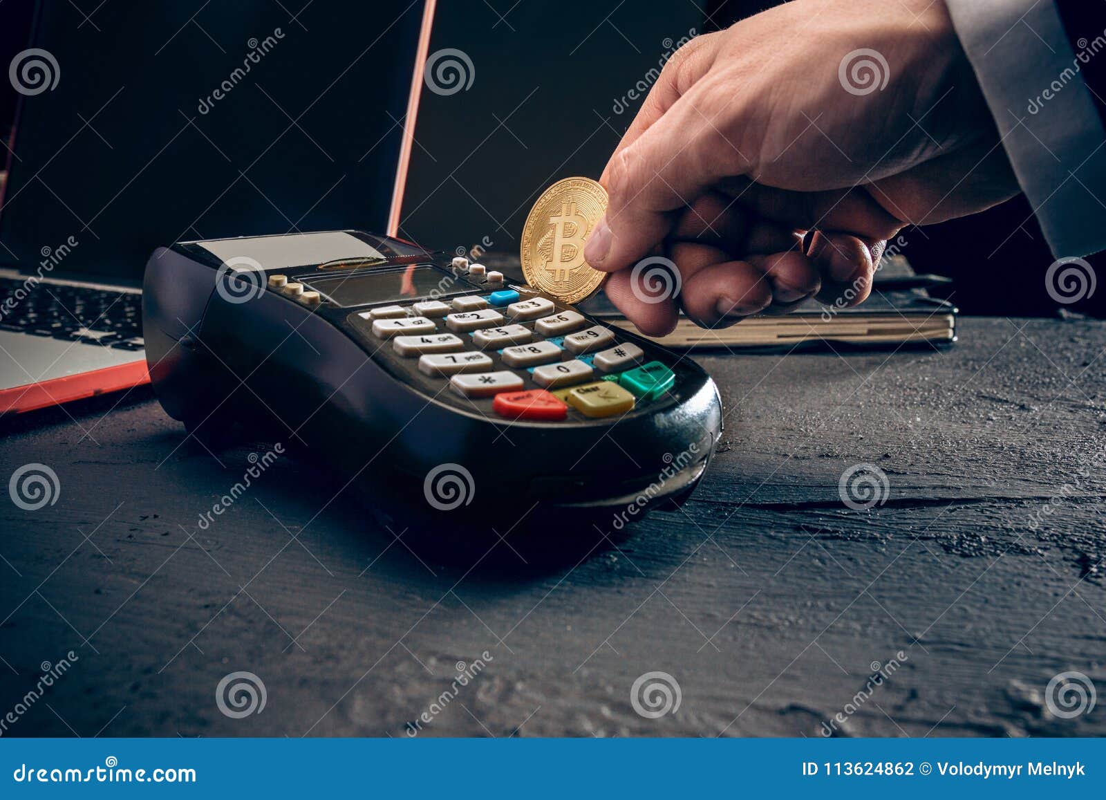 Bitcoin Credit Card And Pos Terminal Stock Photo Image Of Ebusiness Commerce 113624862