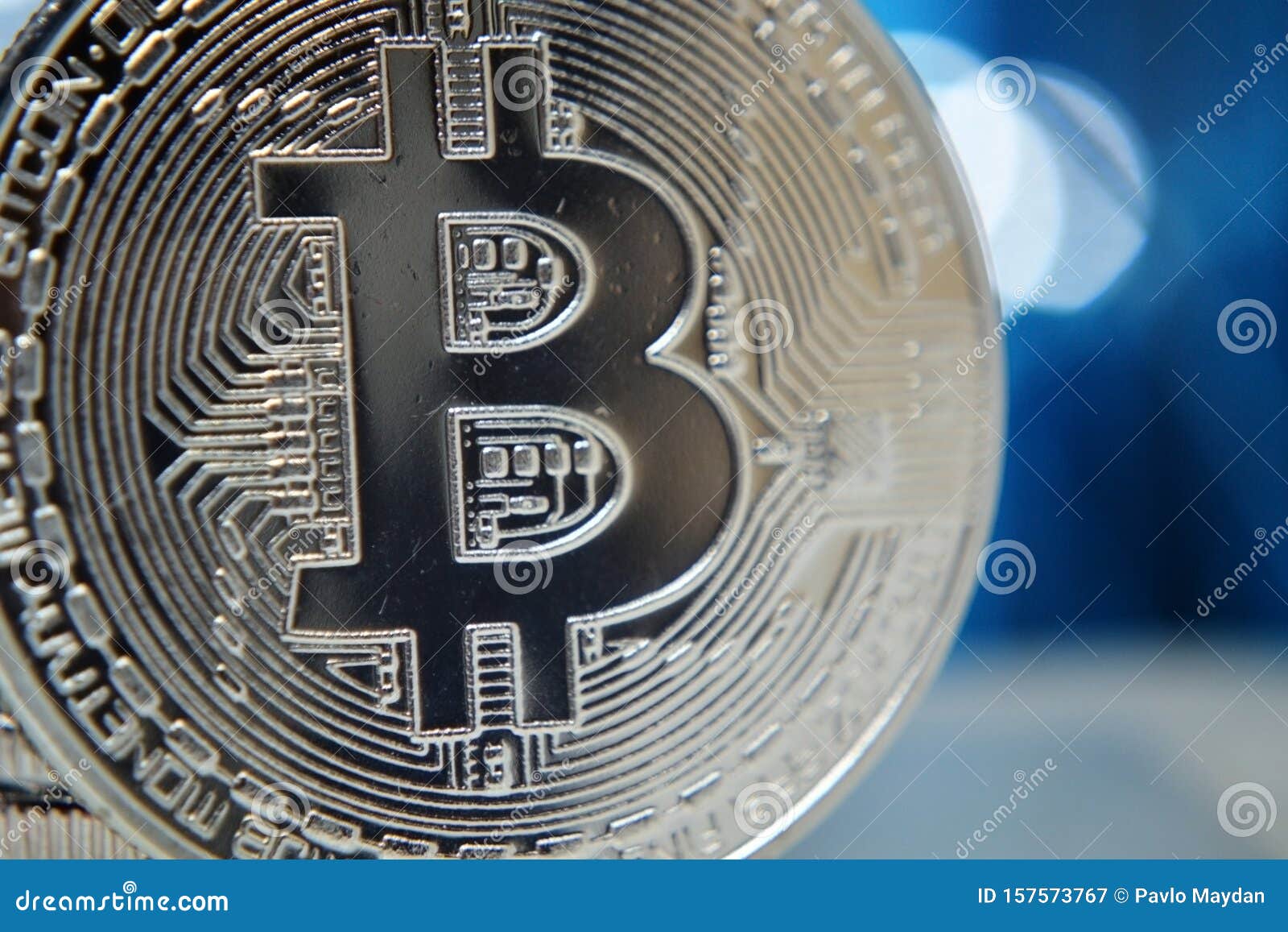 bitcoin.crypto currency bitcoin macro shot of silver bitcoin coin