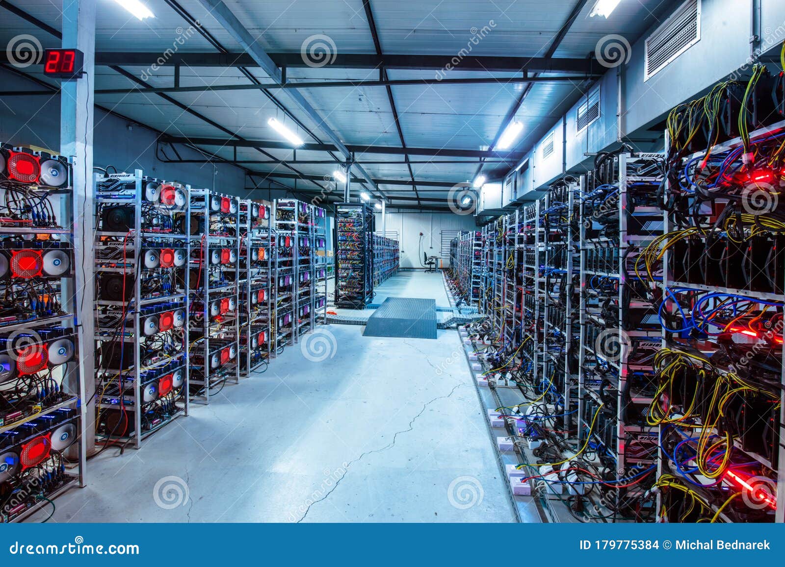 Bitcoin And Crypto Mining Farm. Big Data Center Stock Photo - Image of