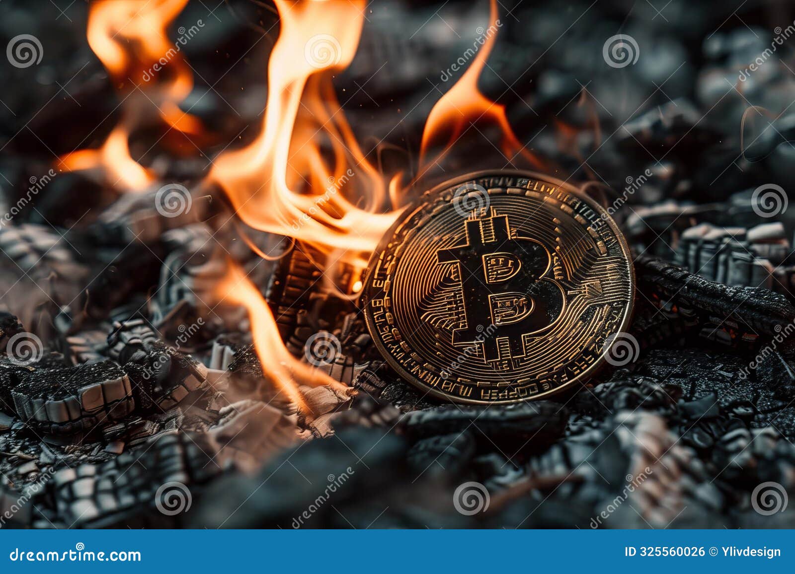 Bitcoin Cryptocurrency Burning in Hot Fire Flames Stock Photo - Image of  technology, finance: 325560026