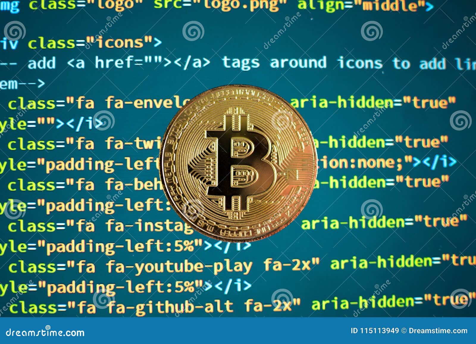 Bitcoin / Cryptocurrency and Code Background Stock Image - Image of  graphicscard, lightroom: 115113949
