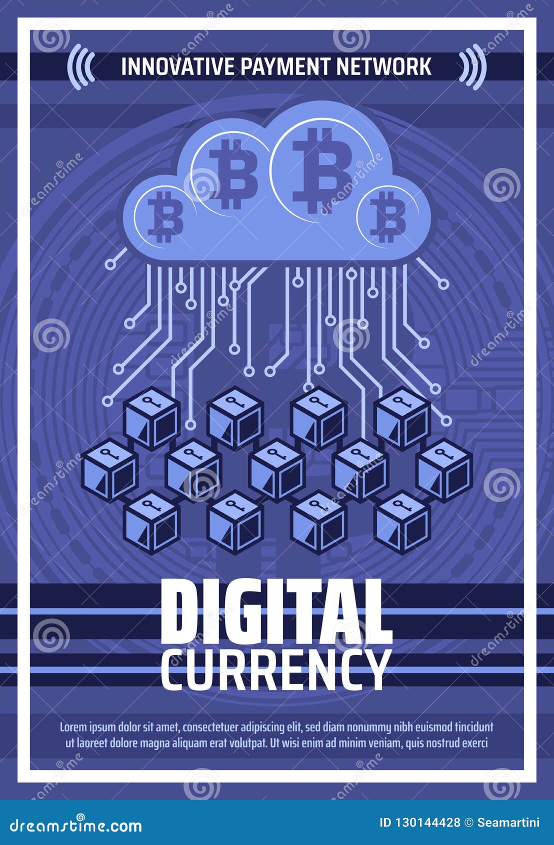 Bitcoin Cryptocurrency Digital Blockchain Network Stock Vector -  Illustration of crypto, online: 130144428