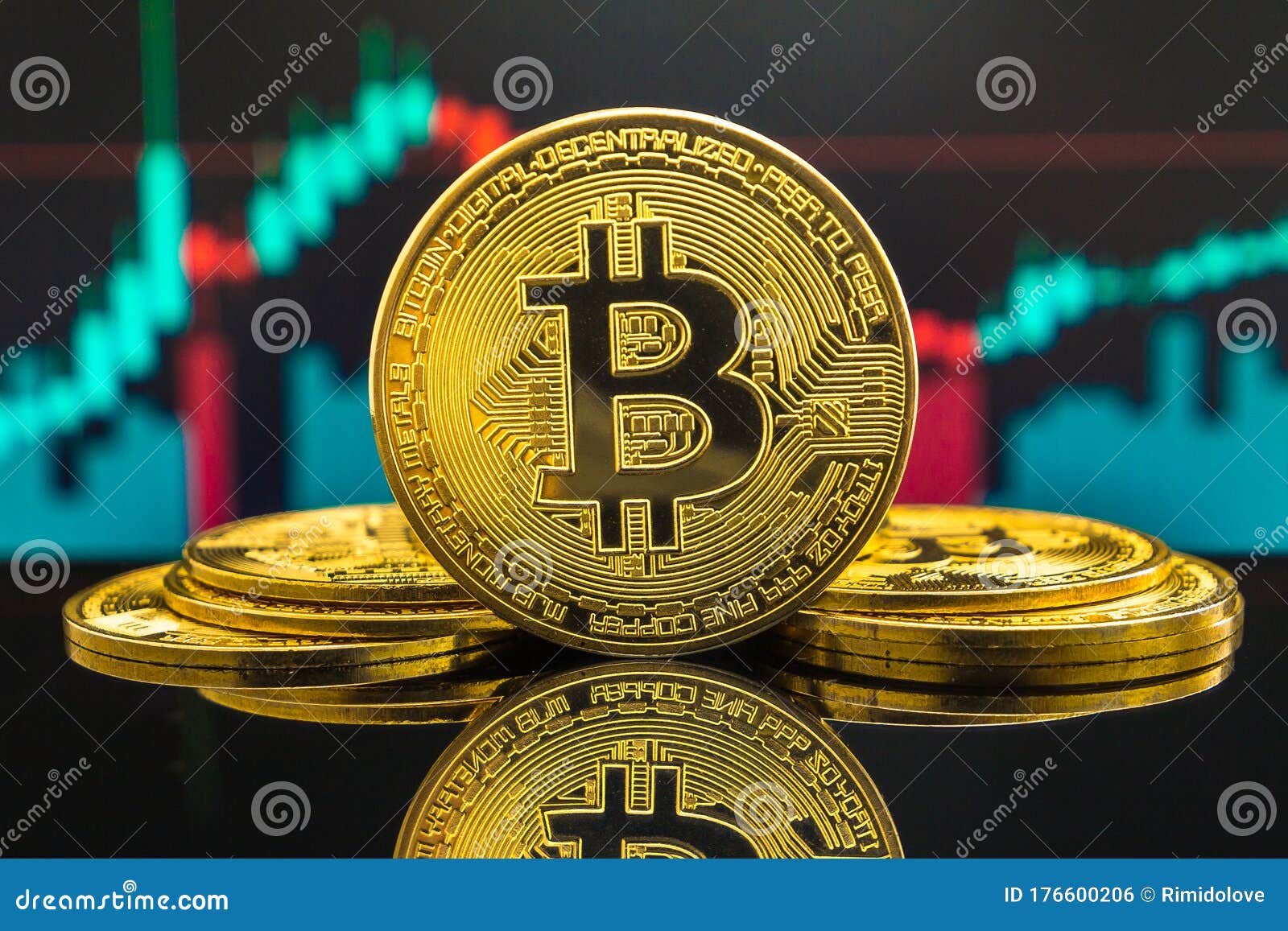 Bitcoin Cryptocurrency Gold Coin. Trading On The ...