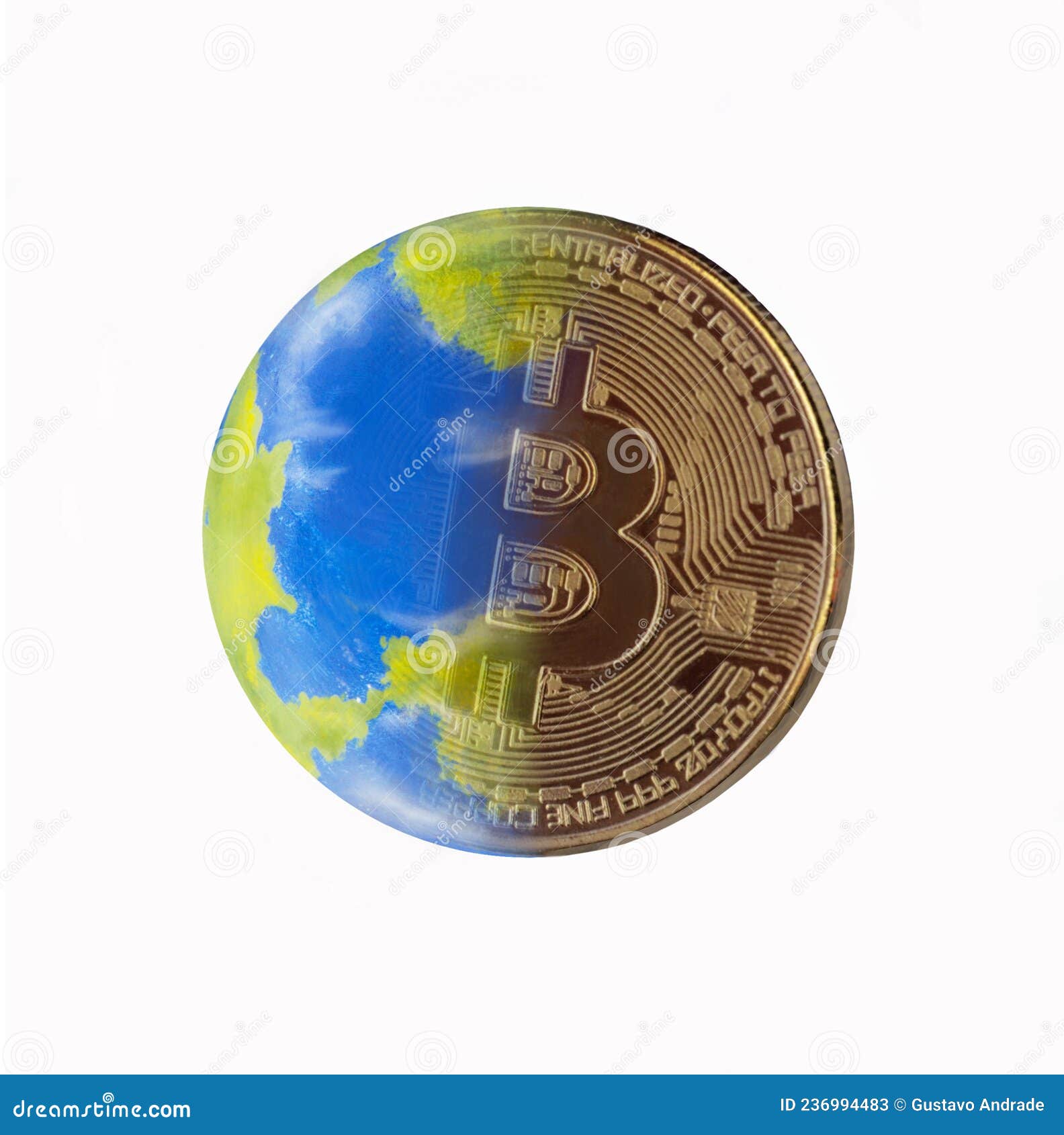 Bitcoin Cryptocurrency Logo on Planet Earth Globe Stock Image - Image of  finance, development: 236994483