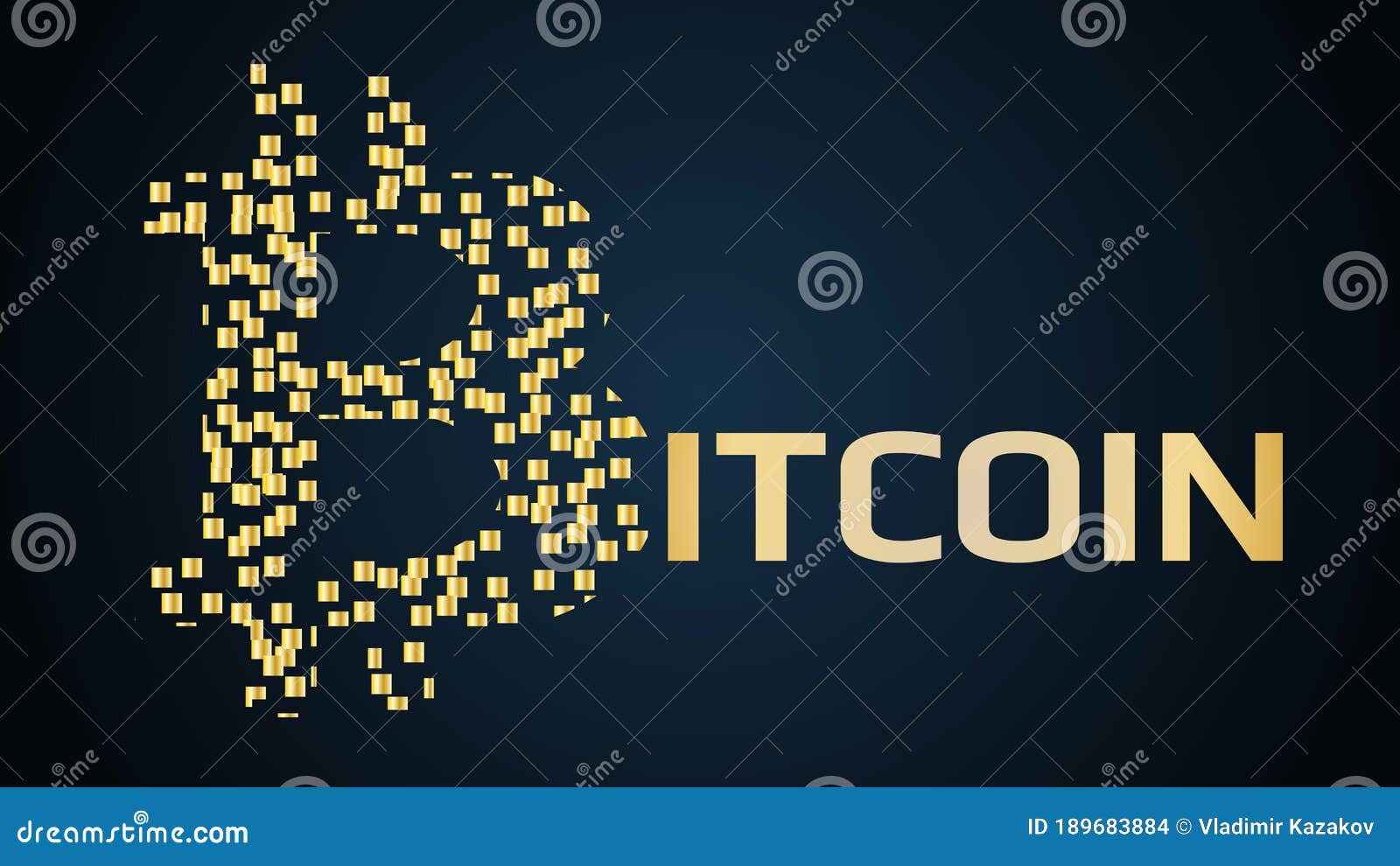 Bitcoin Cryptocurrency Name Concept with Logo Made of Small Golden Blocks.  Stock Vector - Illustration of coin, currency: 189683884