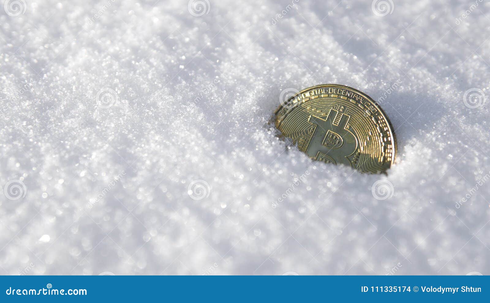 Bitcoin Cryptocurrency On Snow In The Background The Concept Of - 