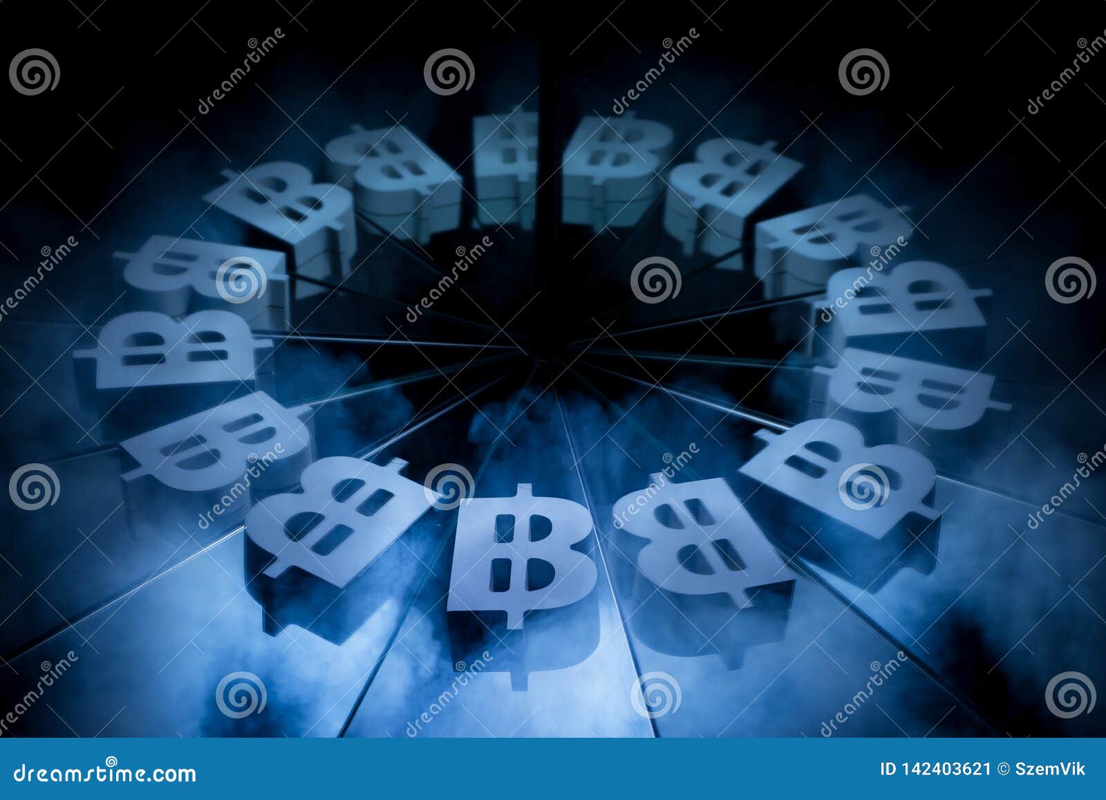 Bitcoin Currency Symbol Covered In Dark Winter Fog Stock ...