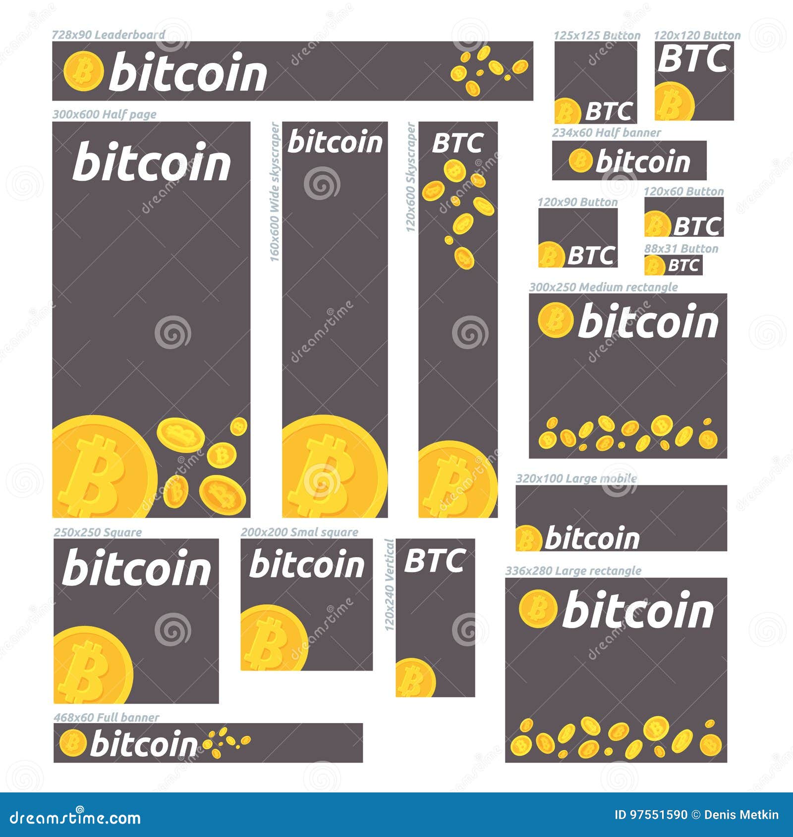 Bitcoin Digital Currency Banner Set Banners For Bitcoin Stock - 