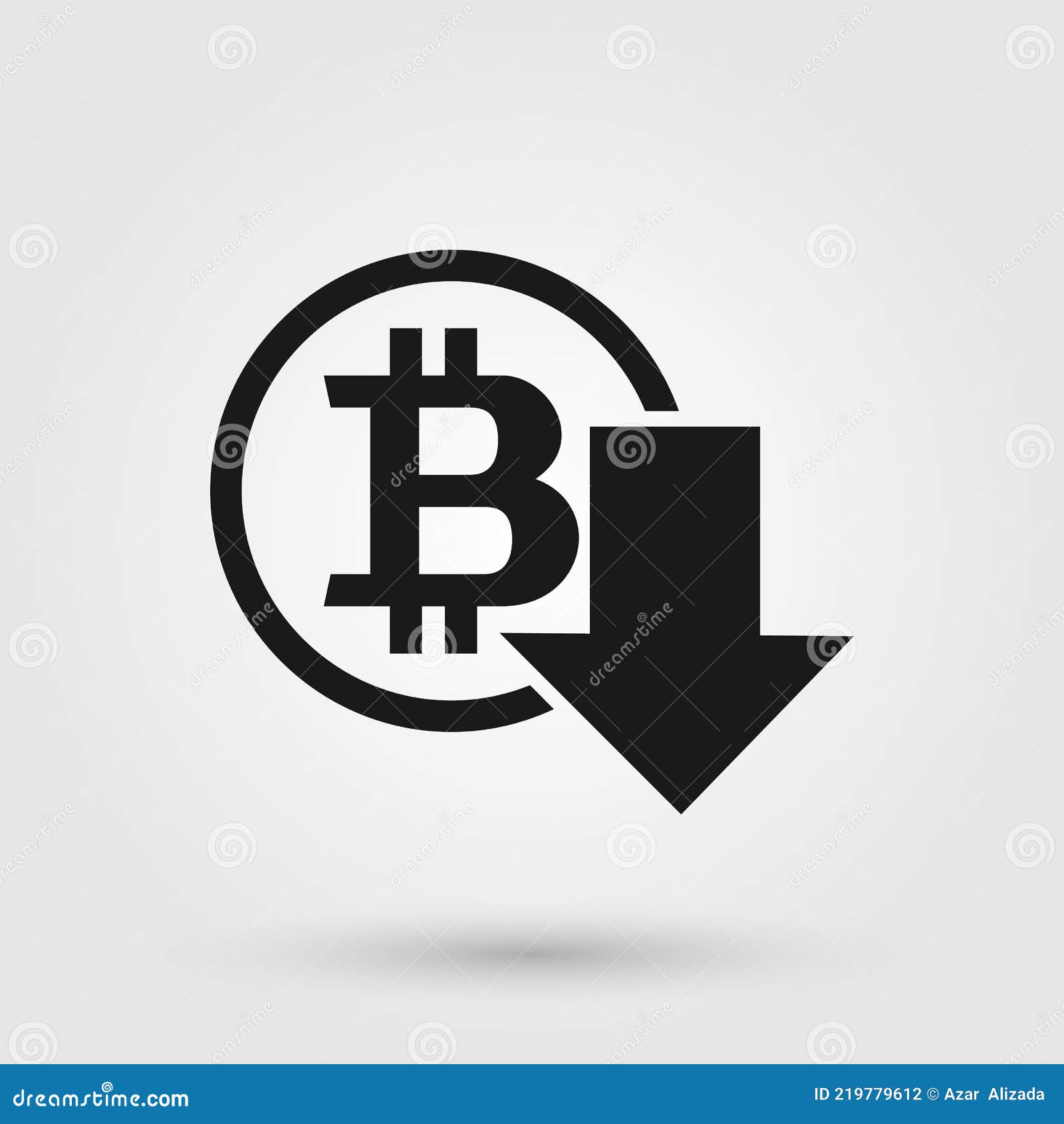Bitcoin with Down Arrow. Crypto Market Decline Symbol Stock Vector -  Illustration of design, background: 219779612