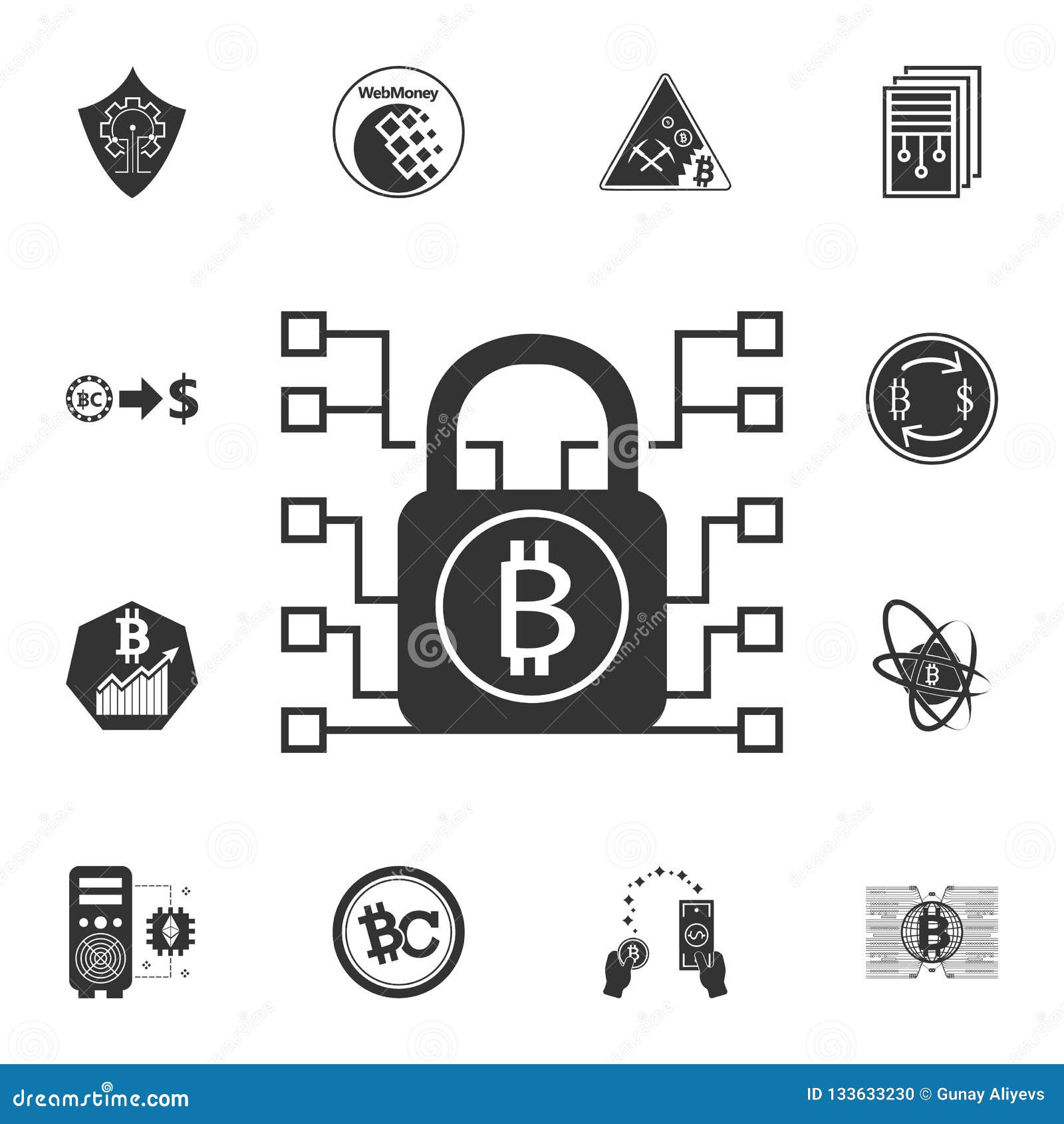 Bitcoin Electronic Security Lock Vector Icon. Crypto ...