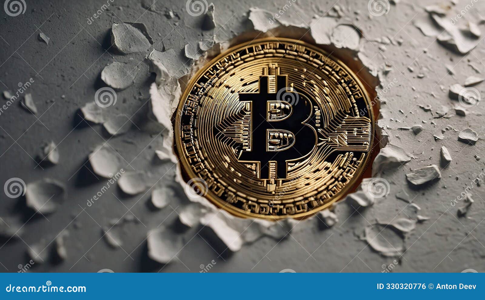 Bitcoin Emerging from a Cracked Wall Symbolizing Financial Breakthrough and  Innovation in Digital Currency Stock Photo - Image of technology, symbol:  330320776