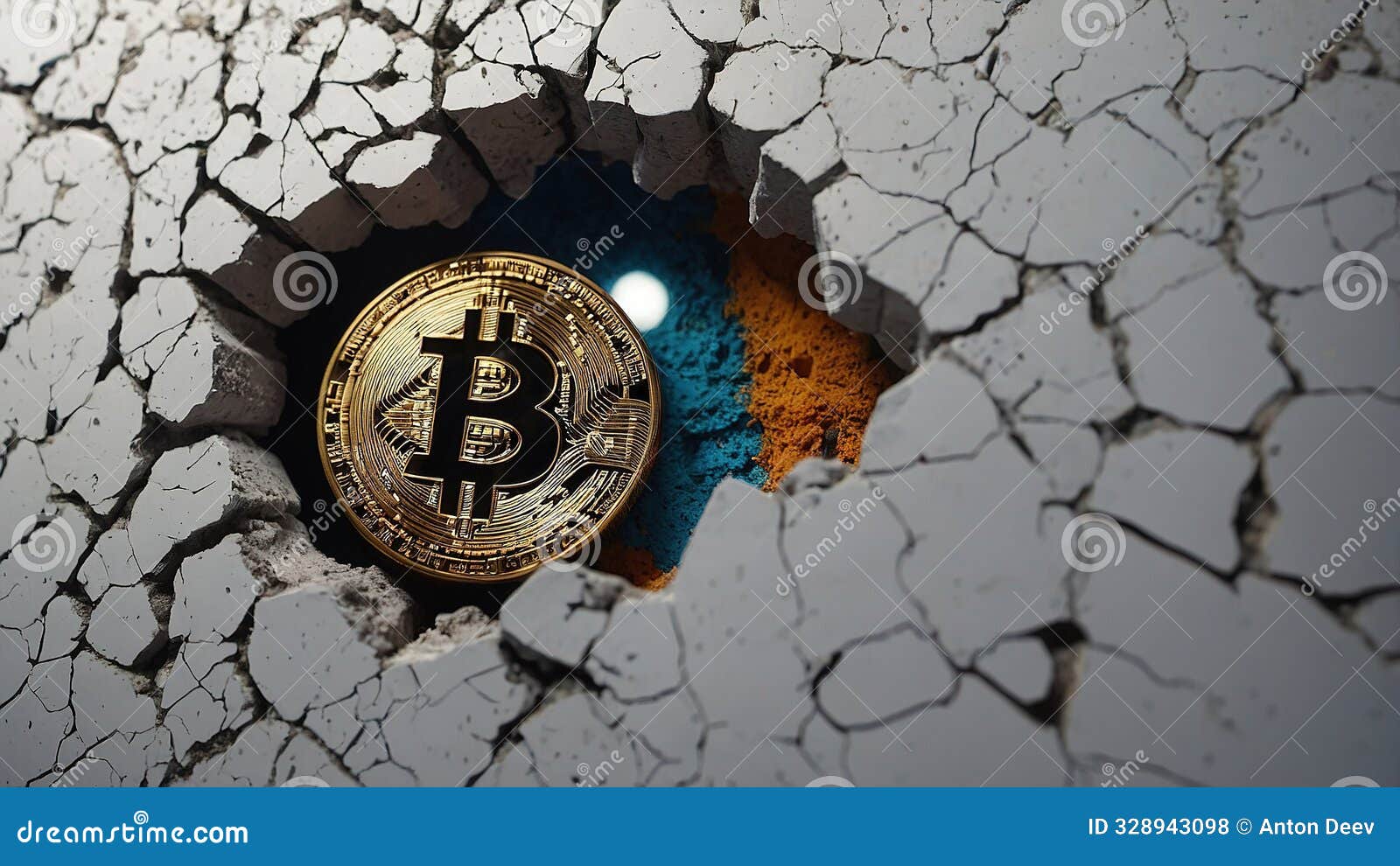 Bitcoin Emerging from a Cracked Wall Symbolizing Financial Breakthrough and  Innovation in Digital Currency Stock Photo - Image of investment,  cryptocurrency: 328943098