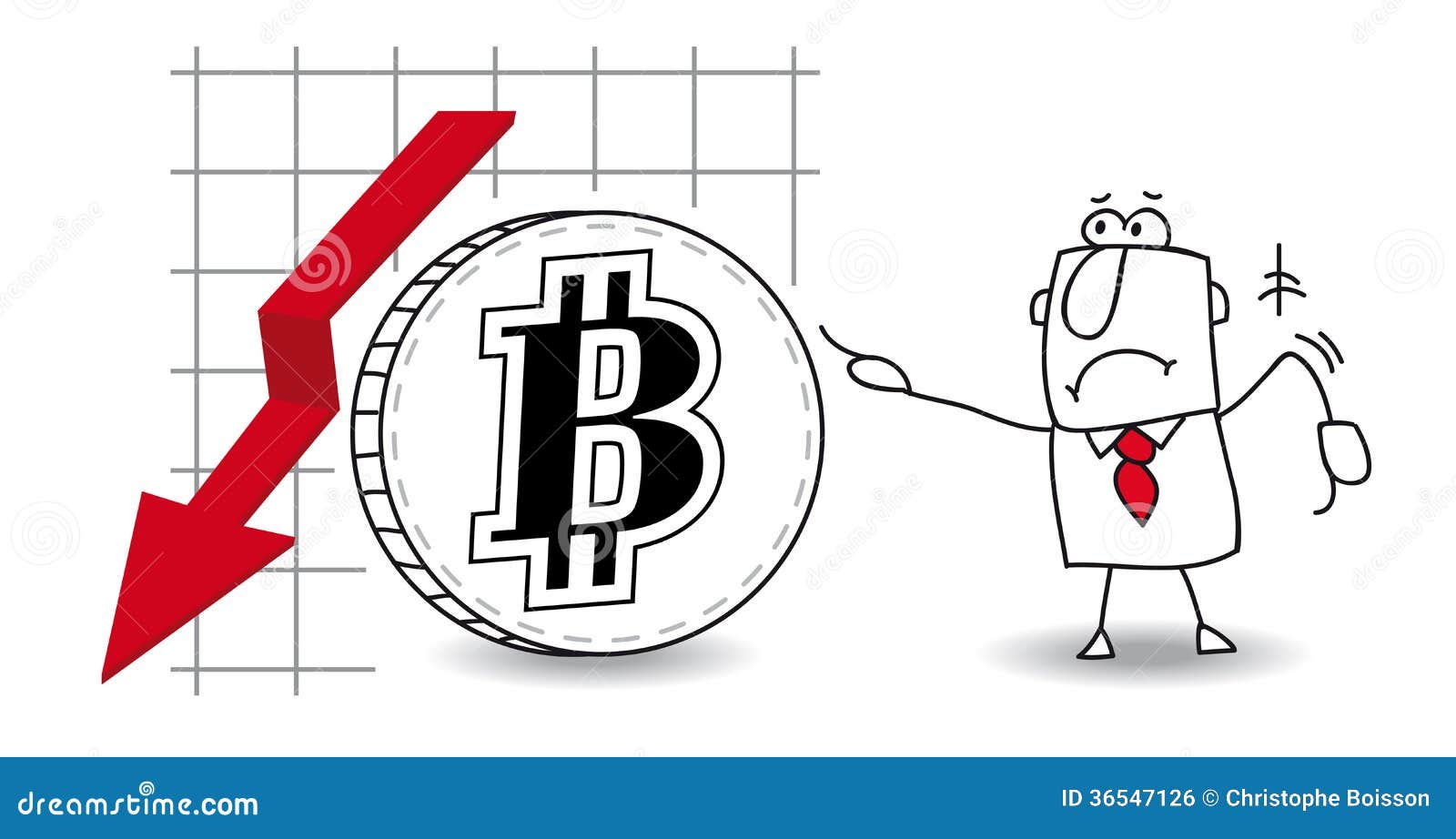 Bitcoin está bajando ilustración del vector. Ilustración de datos - 36547126