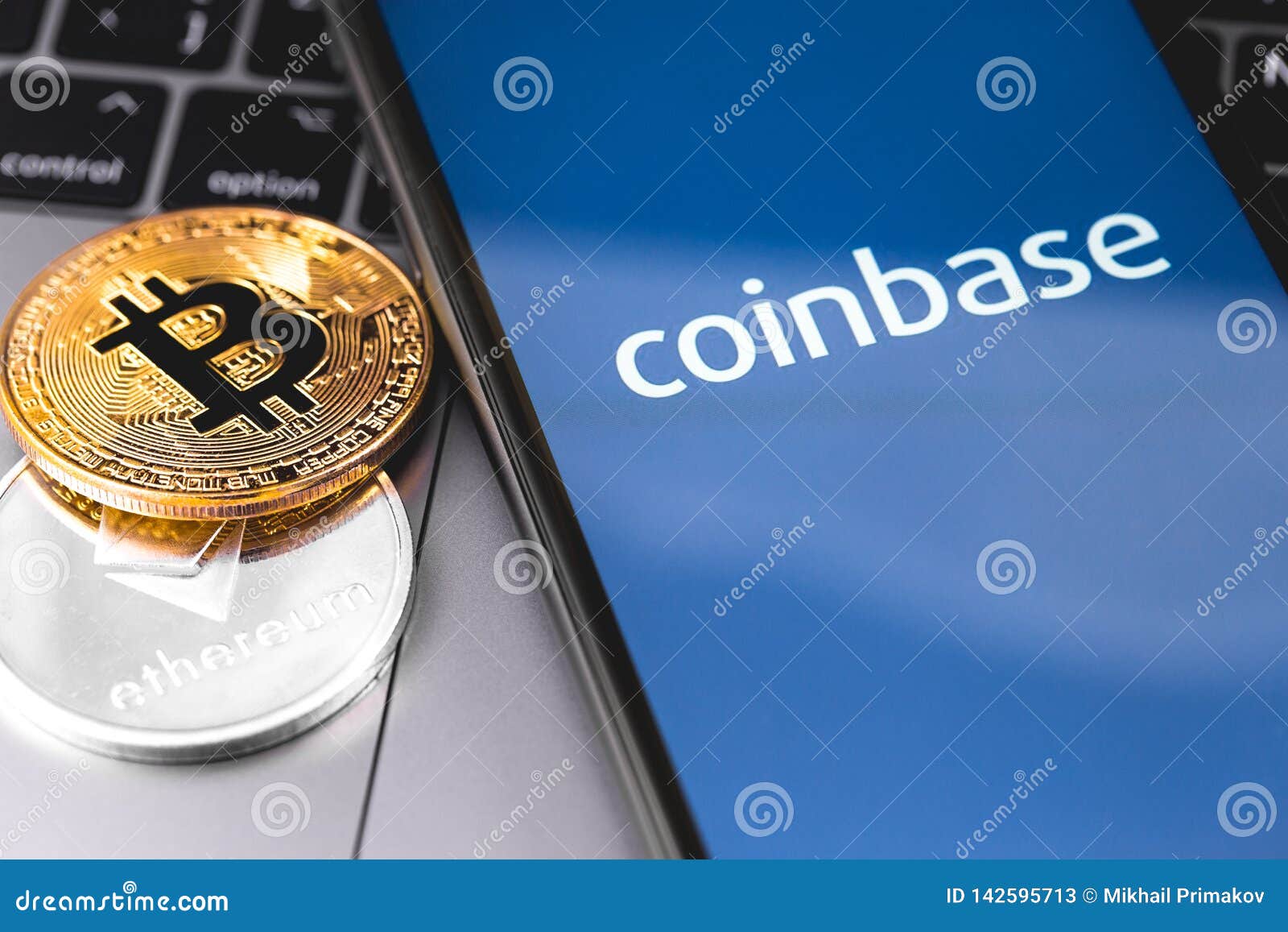 Bitcoin, Ethereum And Smartphone With Coinbase Logo On The ...