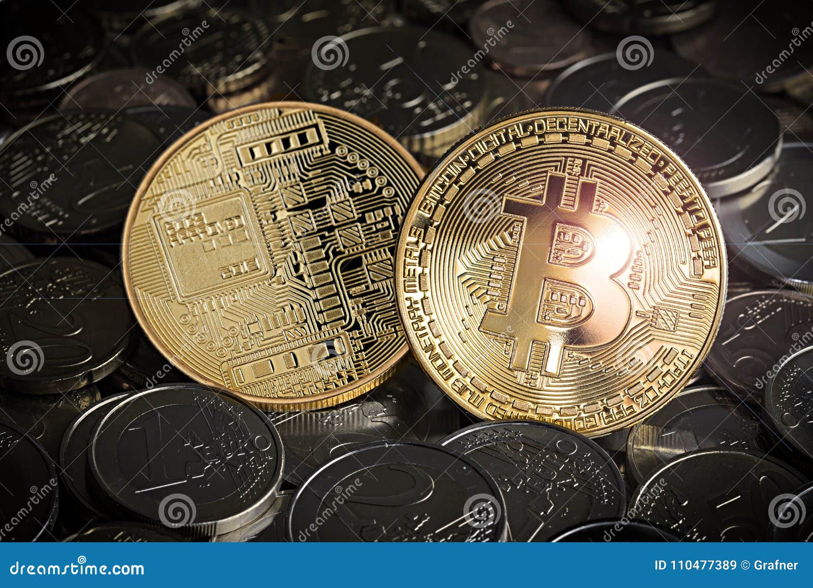 Bitcoin Euro Exchange Crypto Currency Concept Stock Image - Image of market, closeup: 110477389
